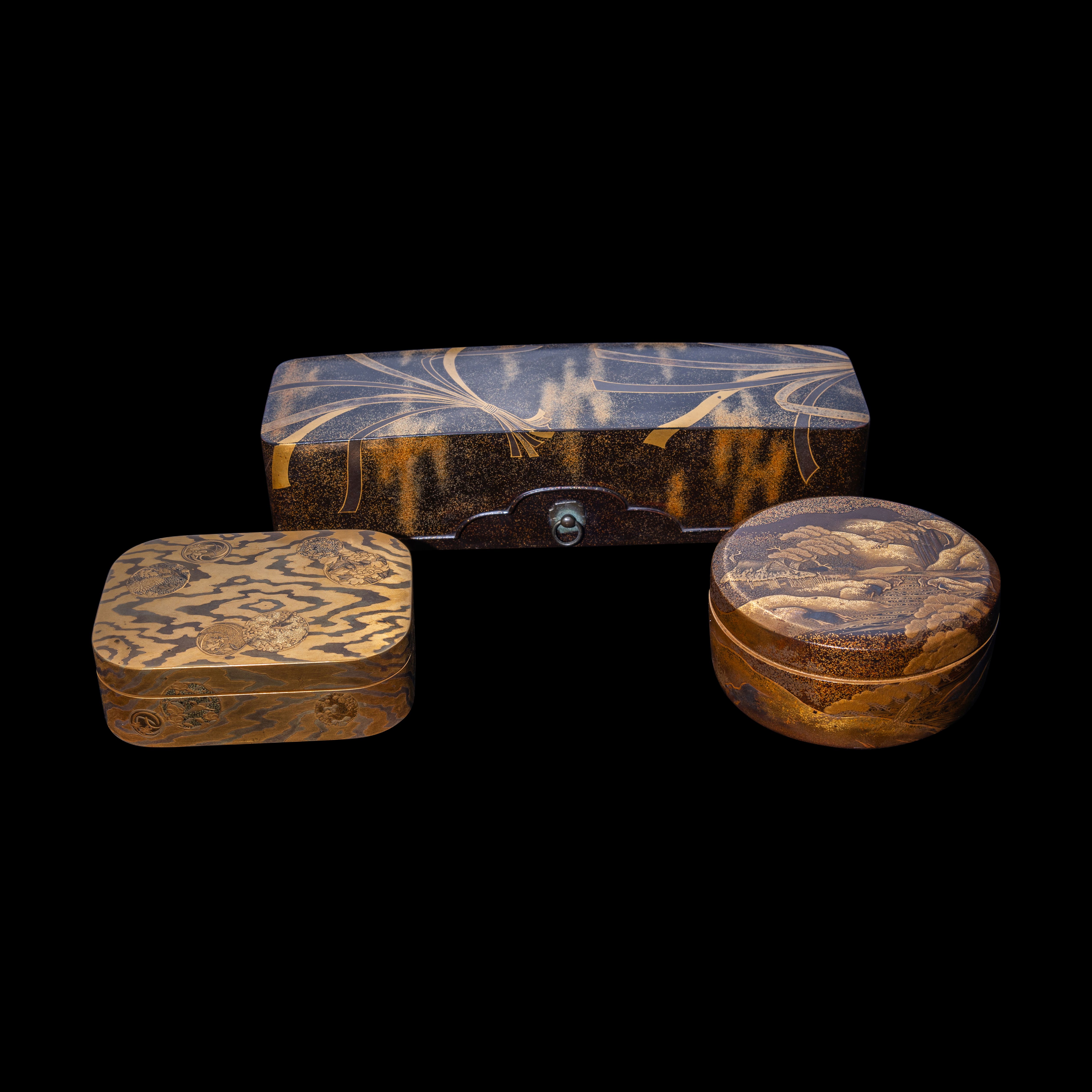 Three Japanese Gold Lacquer Covered Boxes, Meiji Period | Freeman's