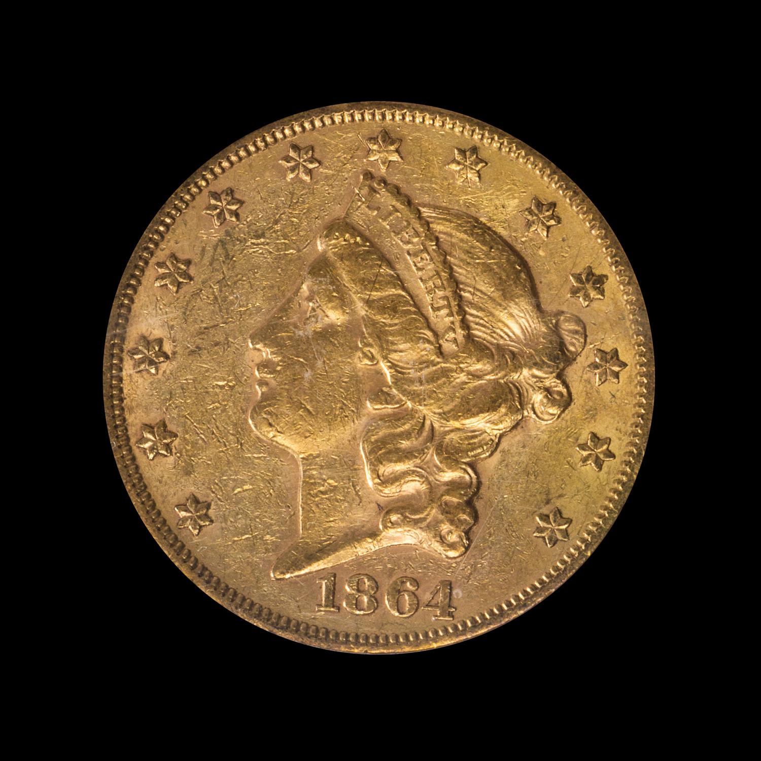 A United States 1864-S Liberty Head $20 Gold Coin