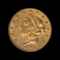 A United States 1864-S Liberty Head $20 Gold Coin