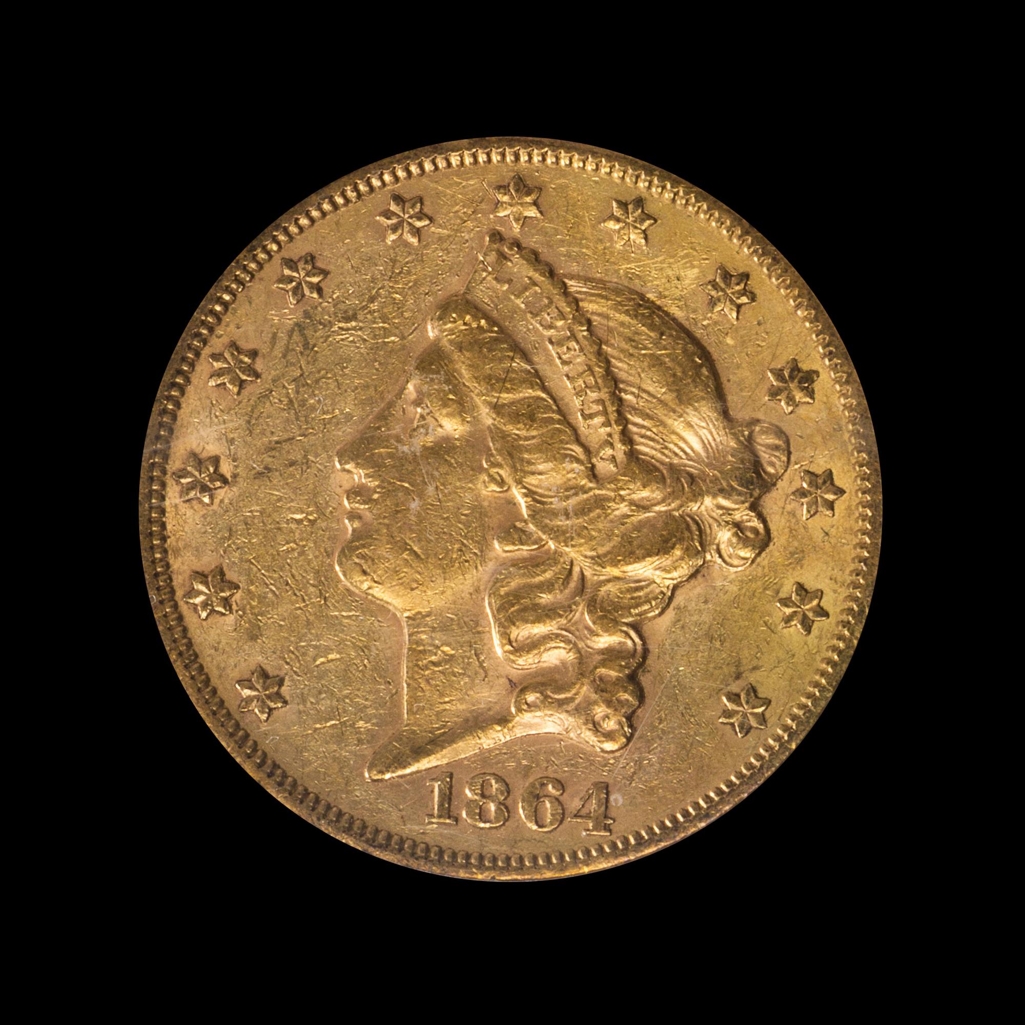 A United States 1864-S Liberty Head $20 Gold Coin
