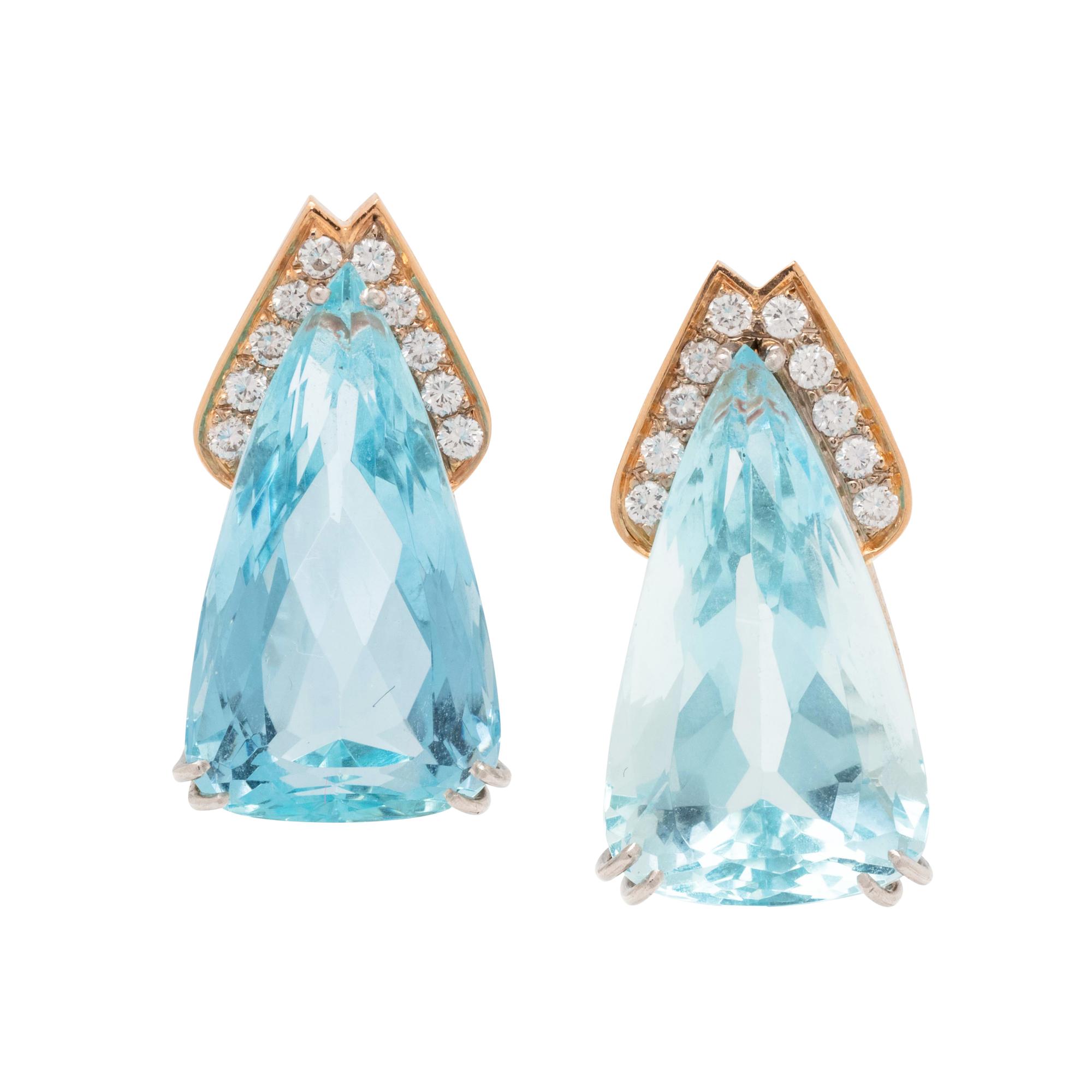 AQUAMARINE AND DIAMOND EARRINGS