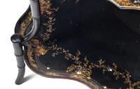 A Victorian Papier Mâché and Mother-of-Pearl Inlaid Two-Tier Tray Table
