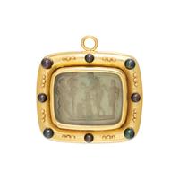 ELIZABETH LOCKE, YELLOW GOLD, INTAGLIO AND CULTURED PEARL PENDANT/BROOCH