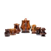 Seven Rockingham Glaze Pitchers