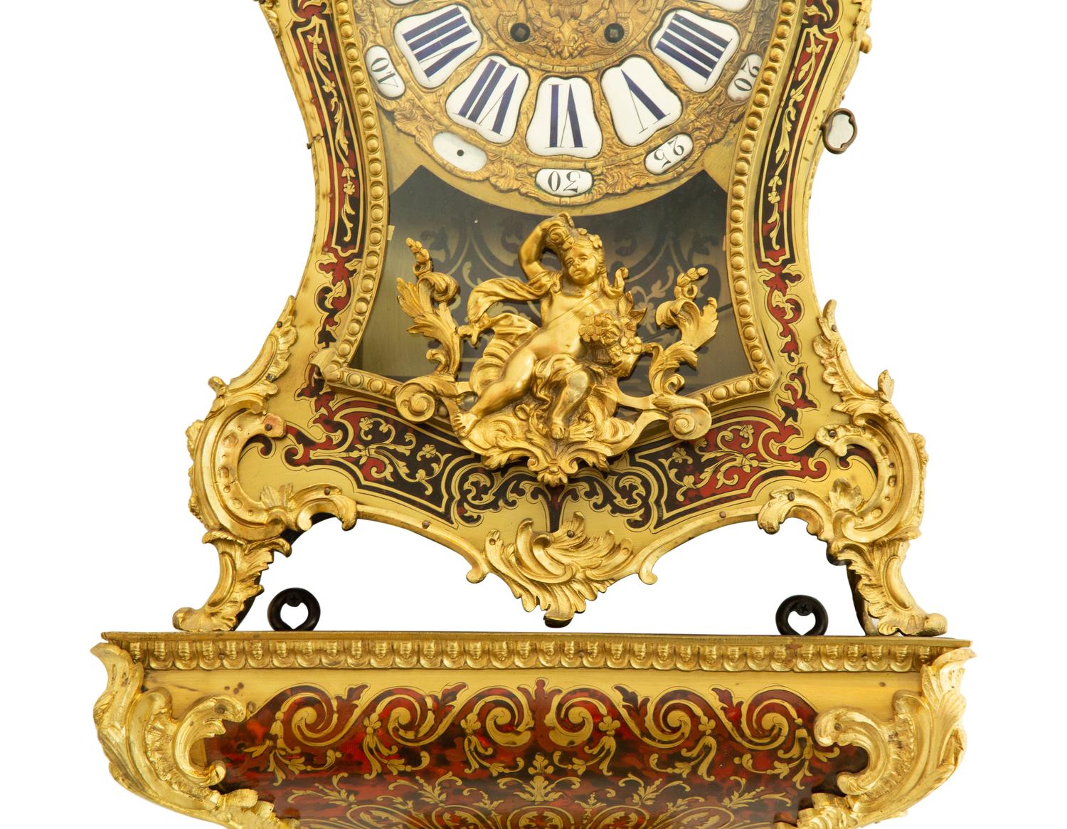 A Napoleon III Style Gilt Bronze and Boulle Marquetry Bracket Clock and Bracket — LATE 19TH CENTURY
