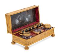 A Continental Rock Crystal, Agate and Gilt Metal Mounted Writing Casket