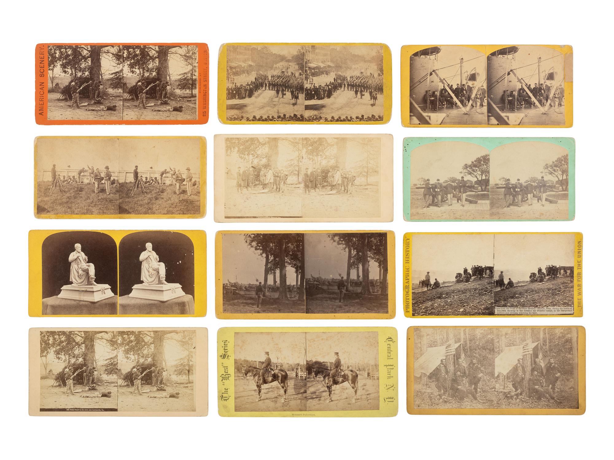 [EARLY PHOTOGRAPHY]. Large selection of stereoviews, incl. Civil War, railroad, landmarks, and landscapes.