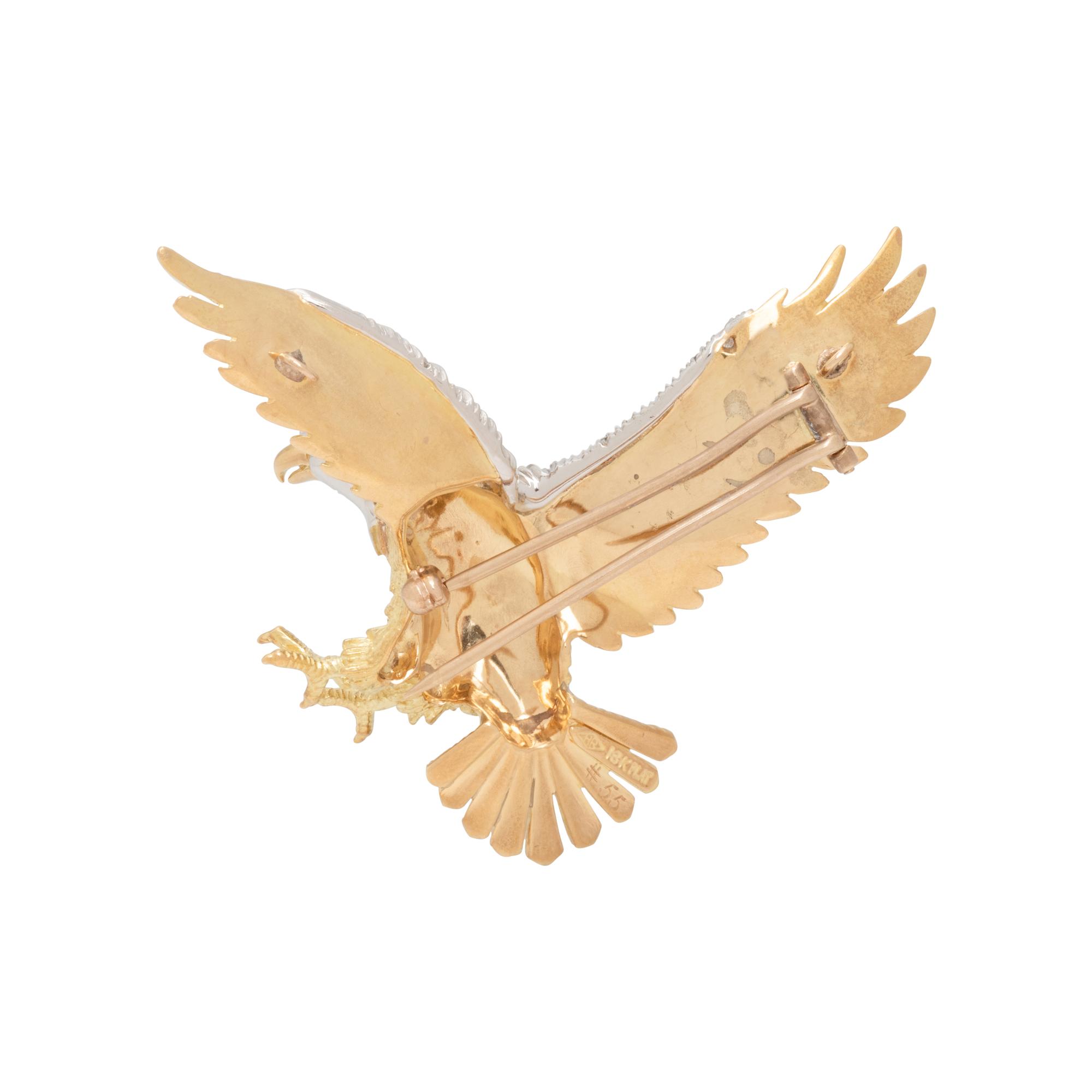 HERBERT ROSENTHAL, YELLOW GOLD AND DIAMOND LIMITED EDITION BICENTENNIAL BALD EAGLE PENDANT/BROOCH, CIRCA 1976