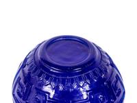 A Chinese Carved Transparent Sapphire Blue Glass Bottle Vase