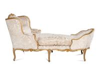 A Louis XV Painted and Parcel Gilt Duchesse en Bateau
