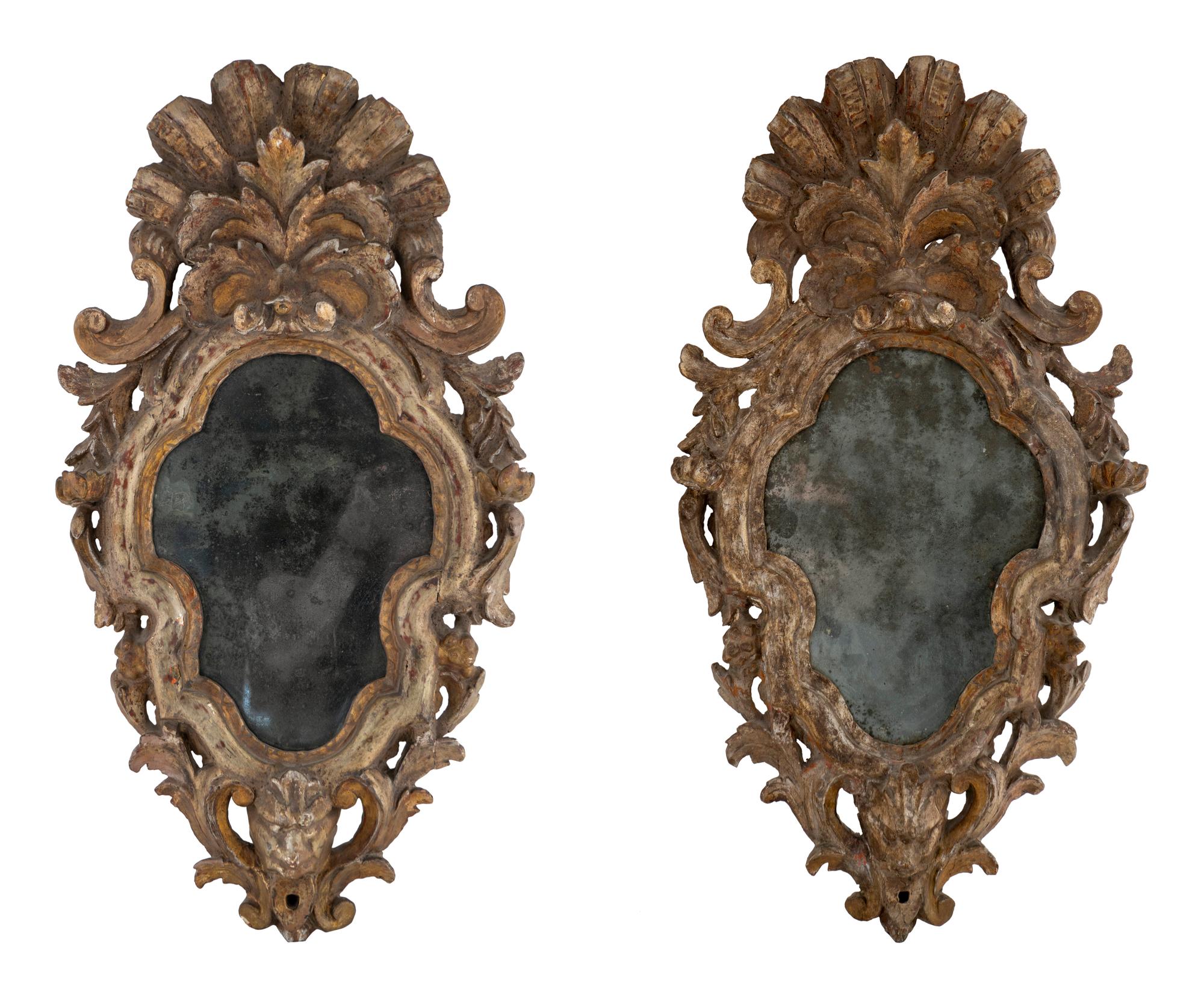 A Pair of Italian Giltwood Mirror Sconces