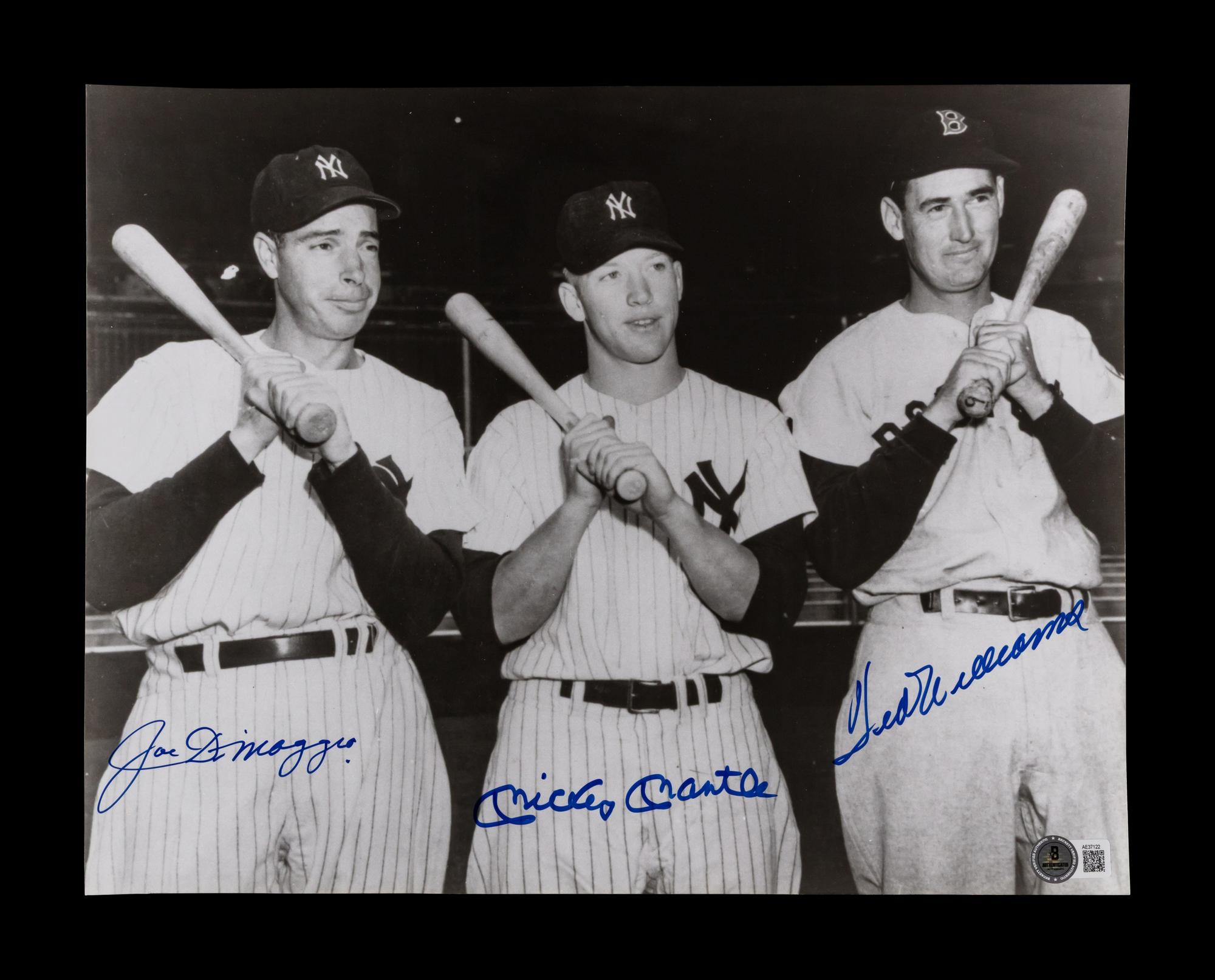 A Joe DiMaggio, Mickey Mantle, and Ted Williams Signed Autograph Photo (Beckett Authentication Services Letter)