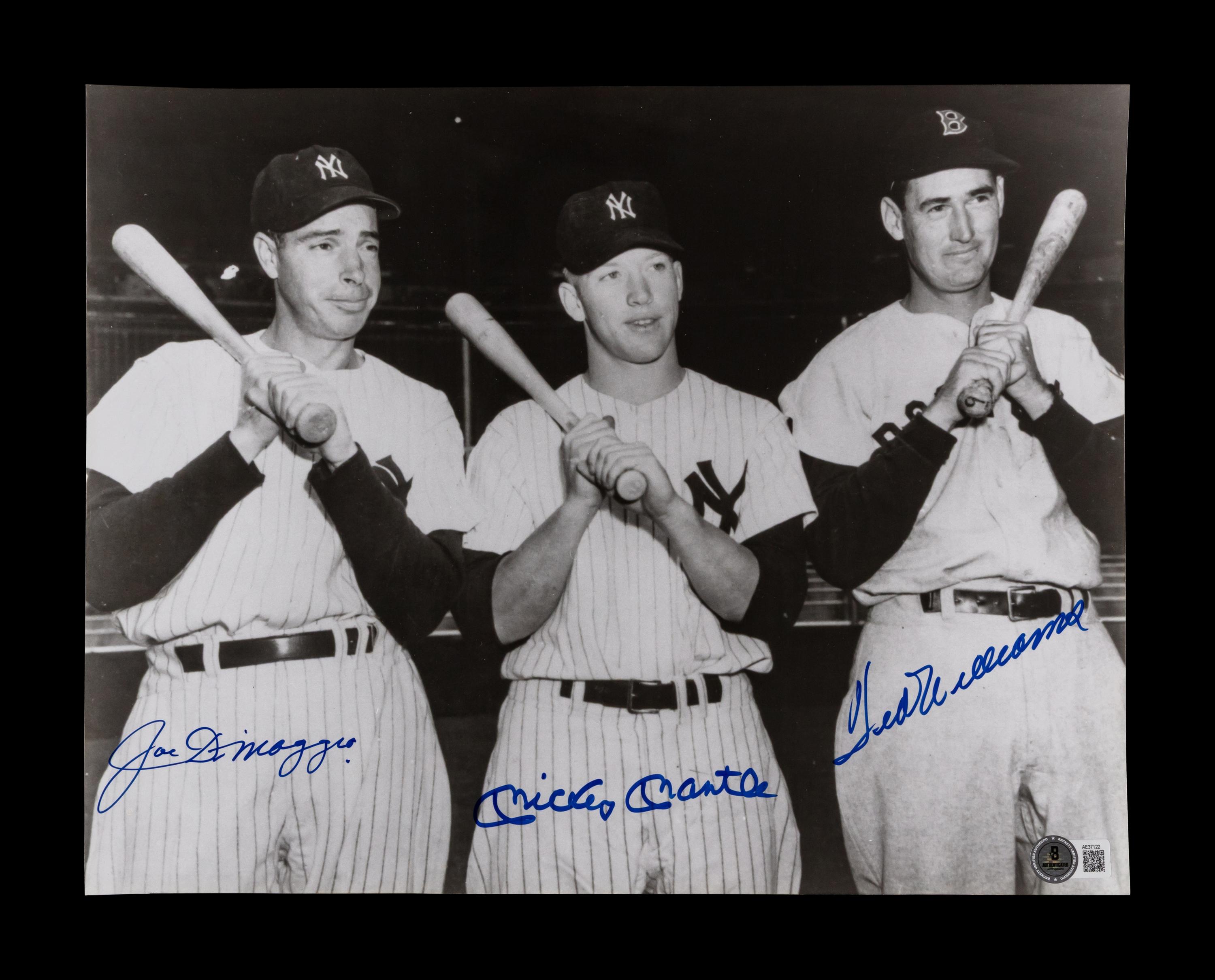 A Joe DiMaggio, Mickey Mantle, and Ted Williams Signed Autograph Photo (Beckett Authentication Services Letter)