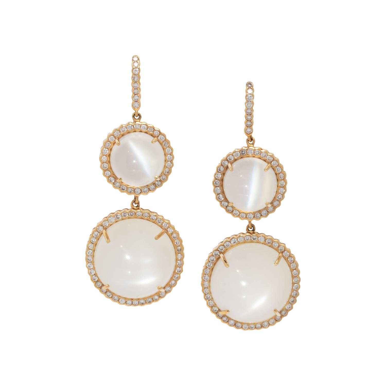 MOONSTONE AND DIAMOND EARRINGS