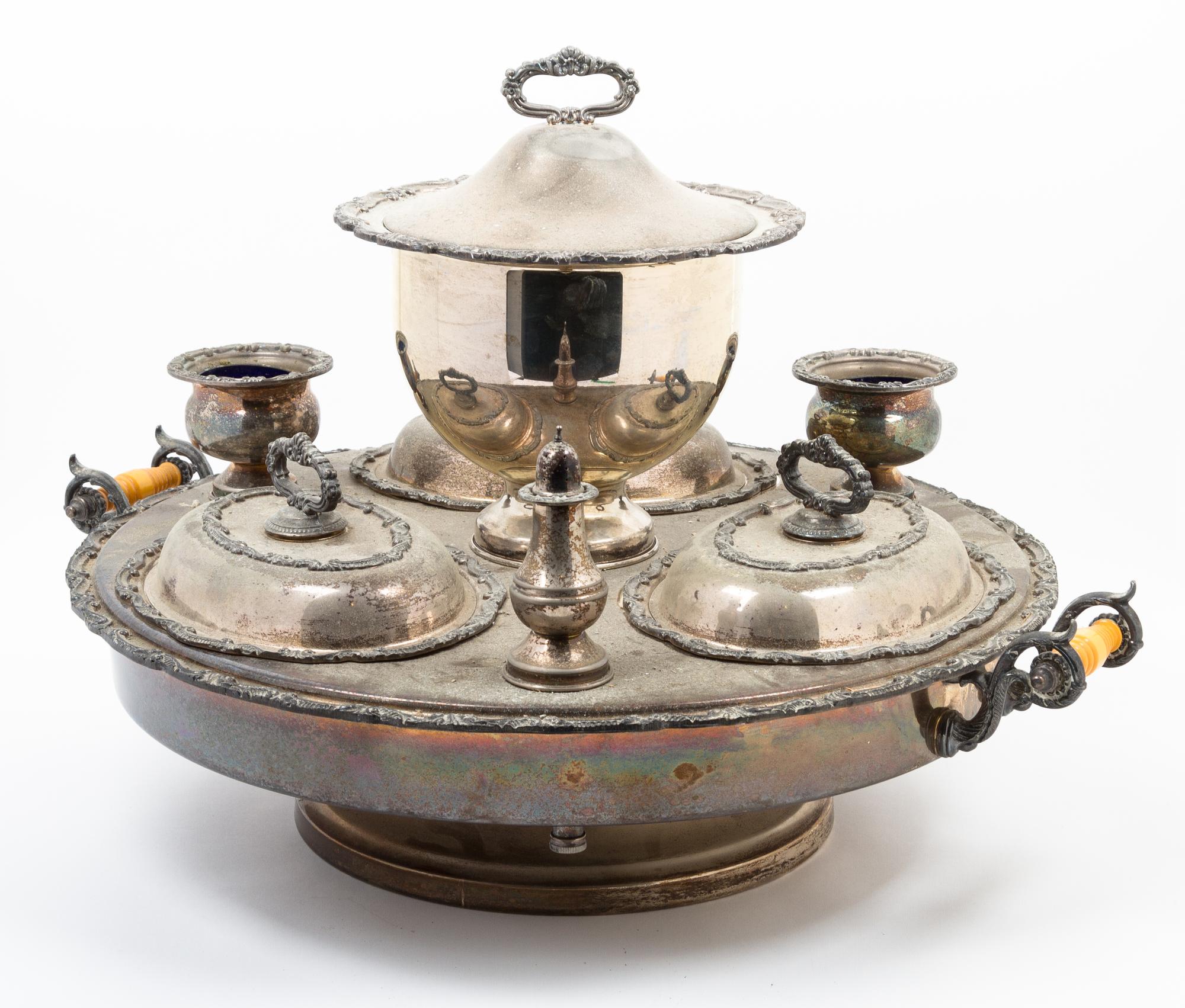 A Victorian Style Silver-plate Lazy Susan Diameter 23 inches. — 20TH CENTURY
