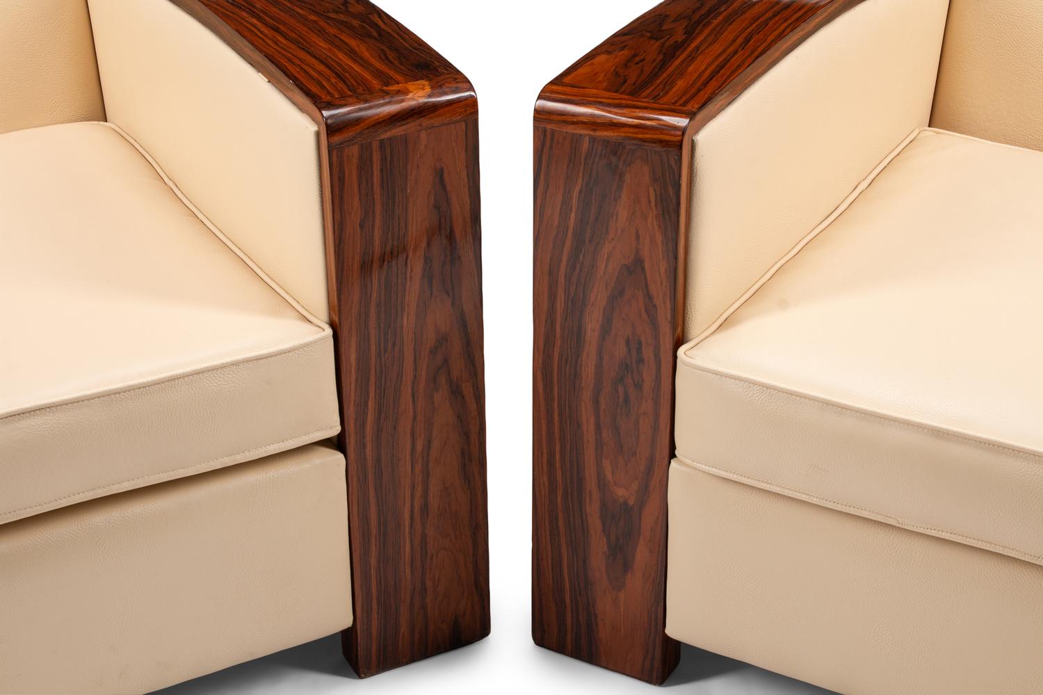 A Pair of Art Deco Style Rosewood Lounge Chairs