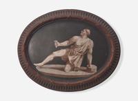 A Wedgwood & Bentley Encaustic Decorated Self-Framed Black Basalt Plaque, UK, 1770s