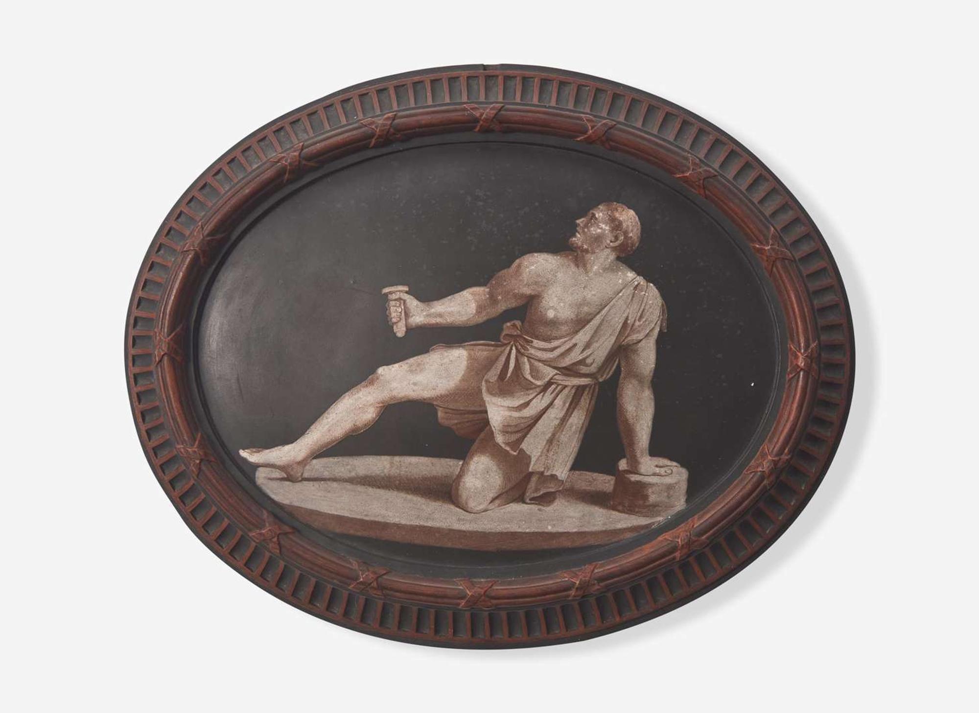 A Wedgwood & Bentley Encaustic Decorated Self-Framed Black Basalt Plaque, UK, 1770s