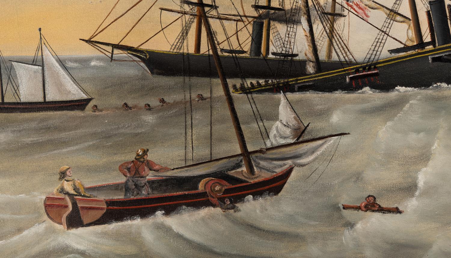 Olaf Krans (Swedish-American, 1838-1916), The Battle Between the USS Kearsage and CSS Alabama off the Coast of Cherbourg, France, June 19, 1864