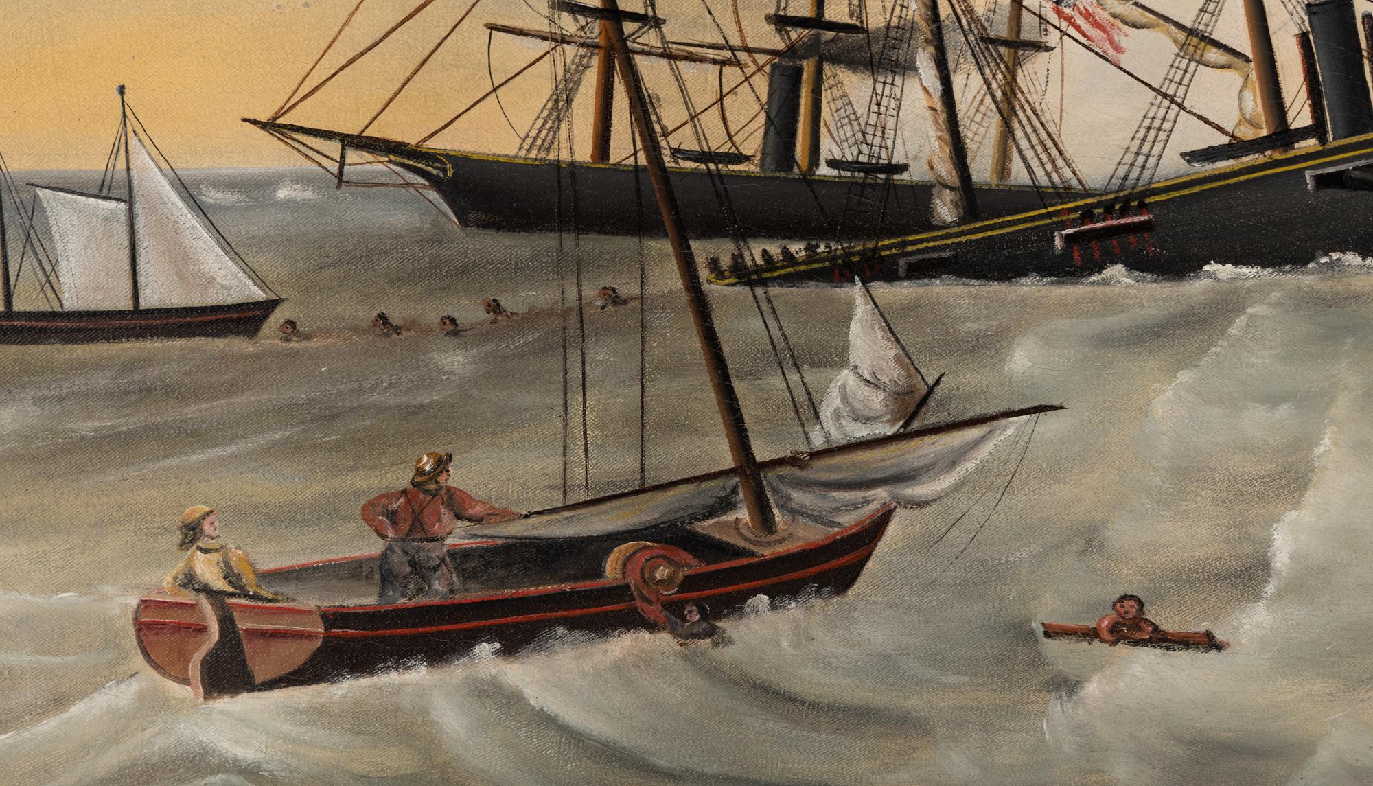 Olaf Krans (Swedish-American, 1838-1916), The Battle Between the USS Kearsage and CSS Alabama off the Coast of Cherbourg, France, June 19, 1864