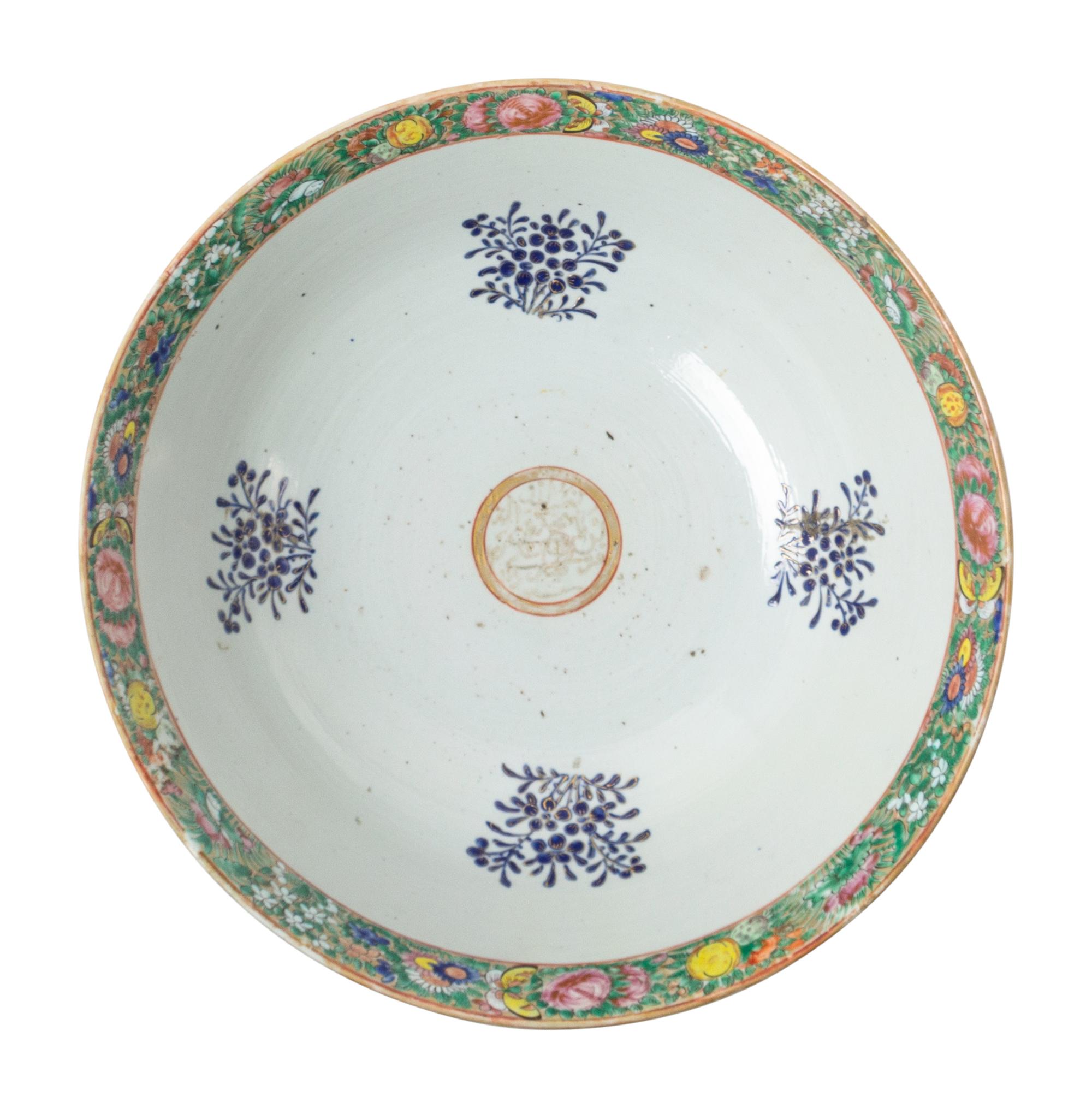 A Large Export Canton Famille Rose Porcelain Punch Bowl