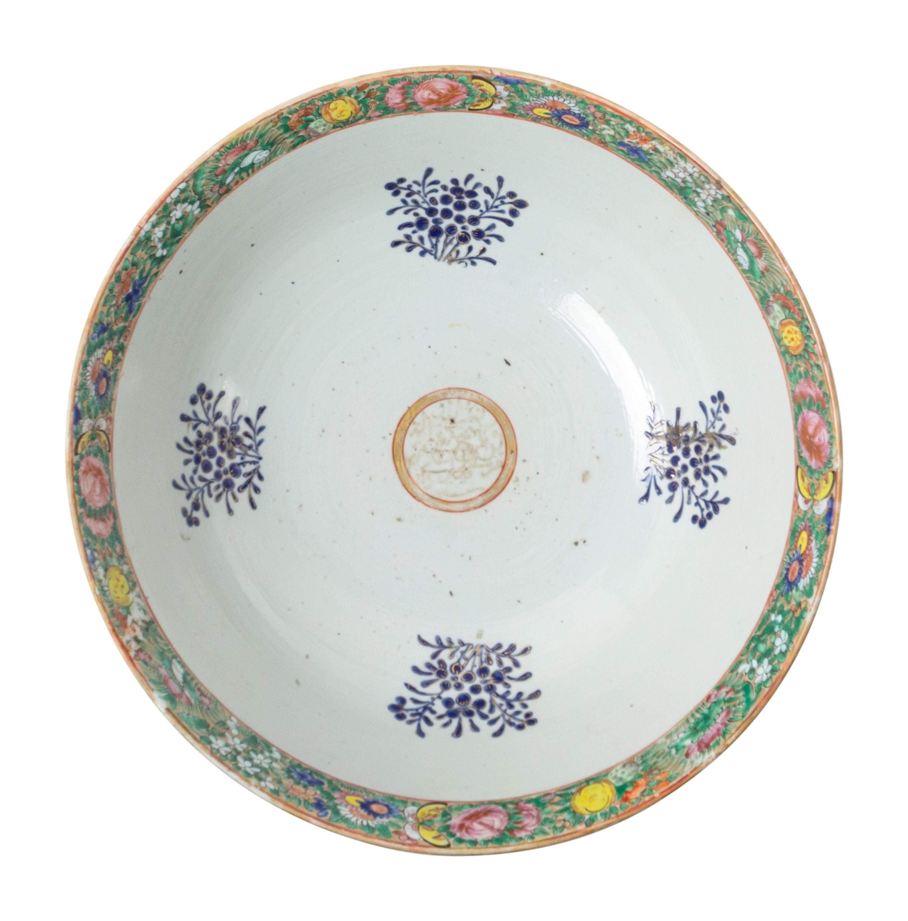 A Large Export Canton Famille Rose Porcelain Punch Bowl