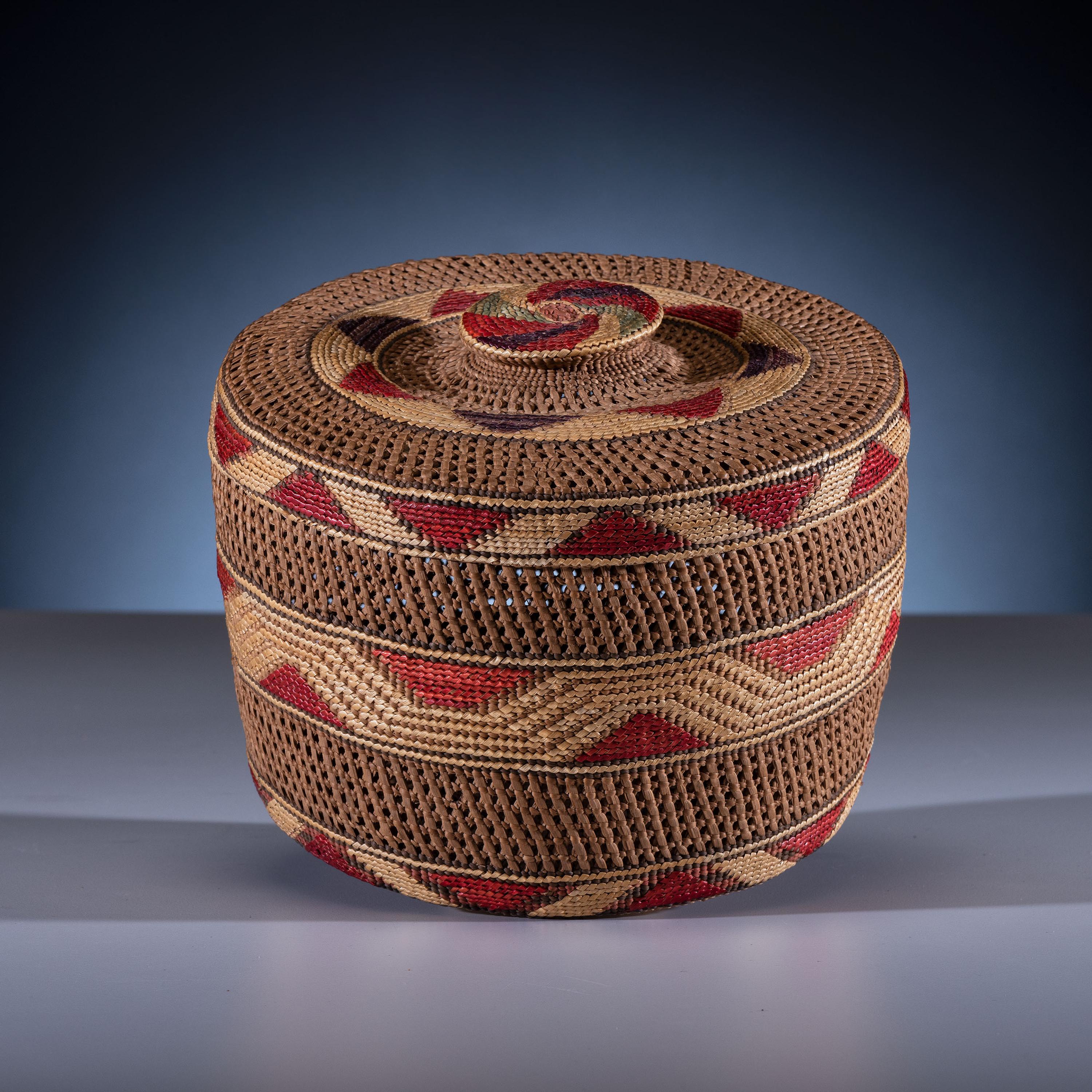 Tlingit Open-Twined Rattle Top Basket