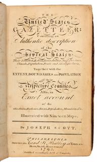 SCOTT, Joseph. The United States Gazetteer. Philadelphia: F. and R. Bailey, 1795.