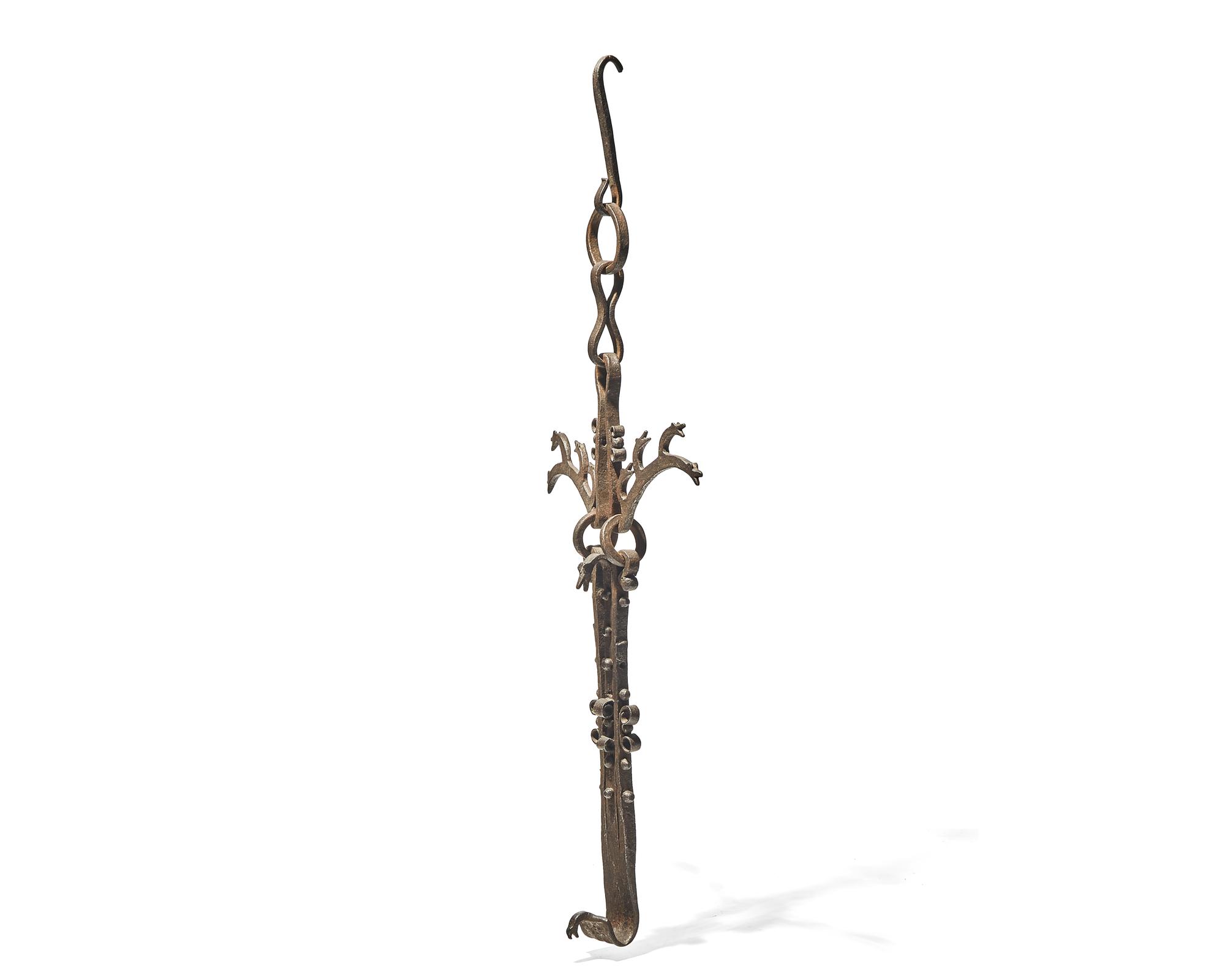 A Wrought Iron Fireplace Trammel, Probably French, 18th Century