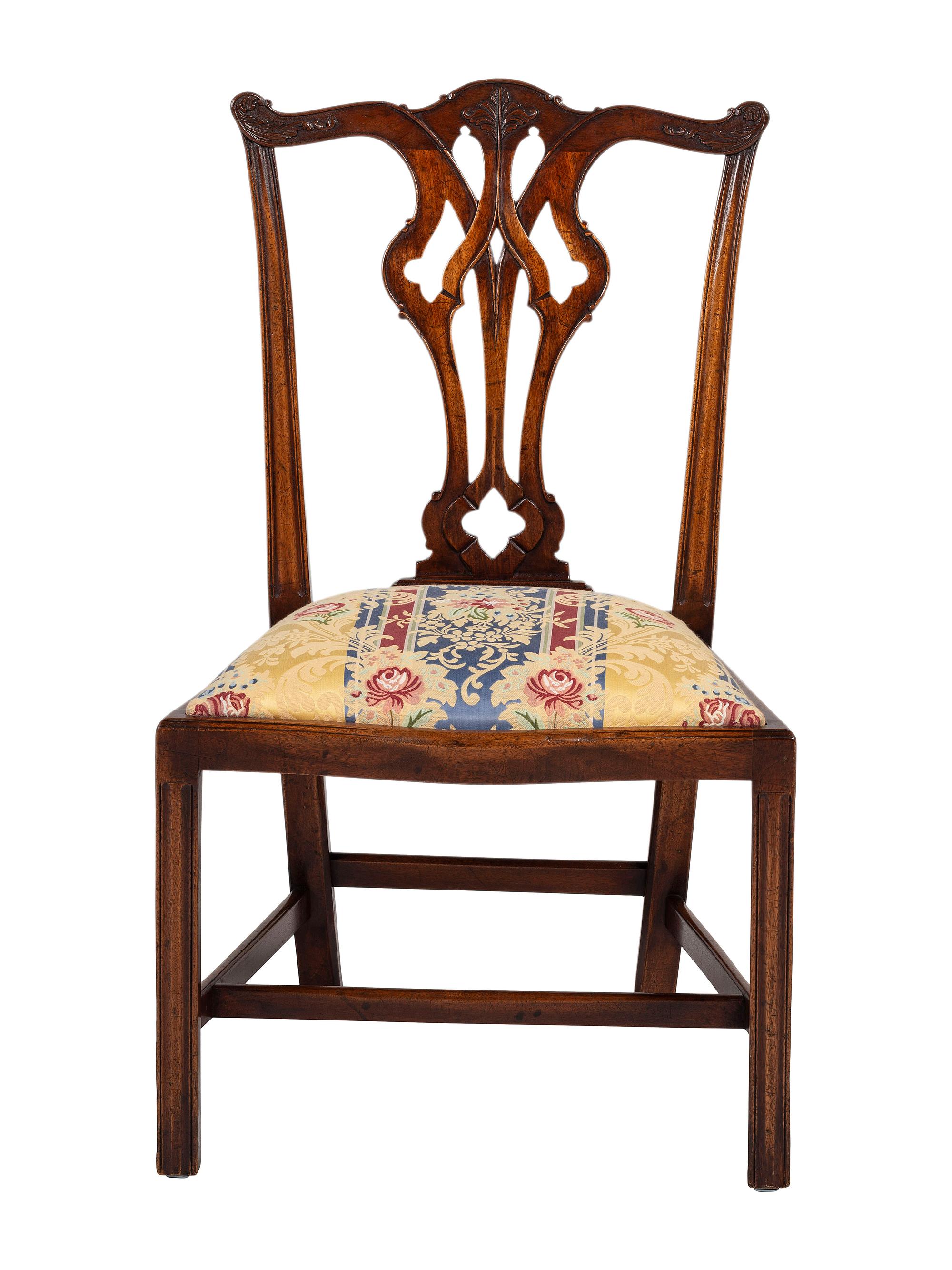 Eight George III Style Walnut Dining Chairs