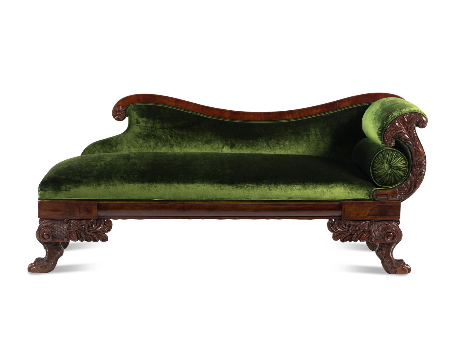A Classical Carved Mahogany "Grecian" Recamier