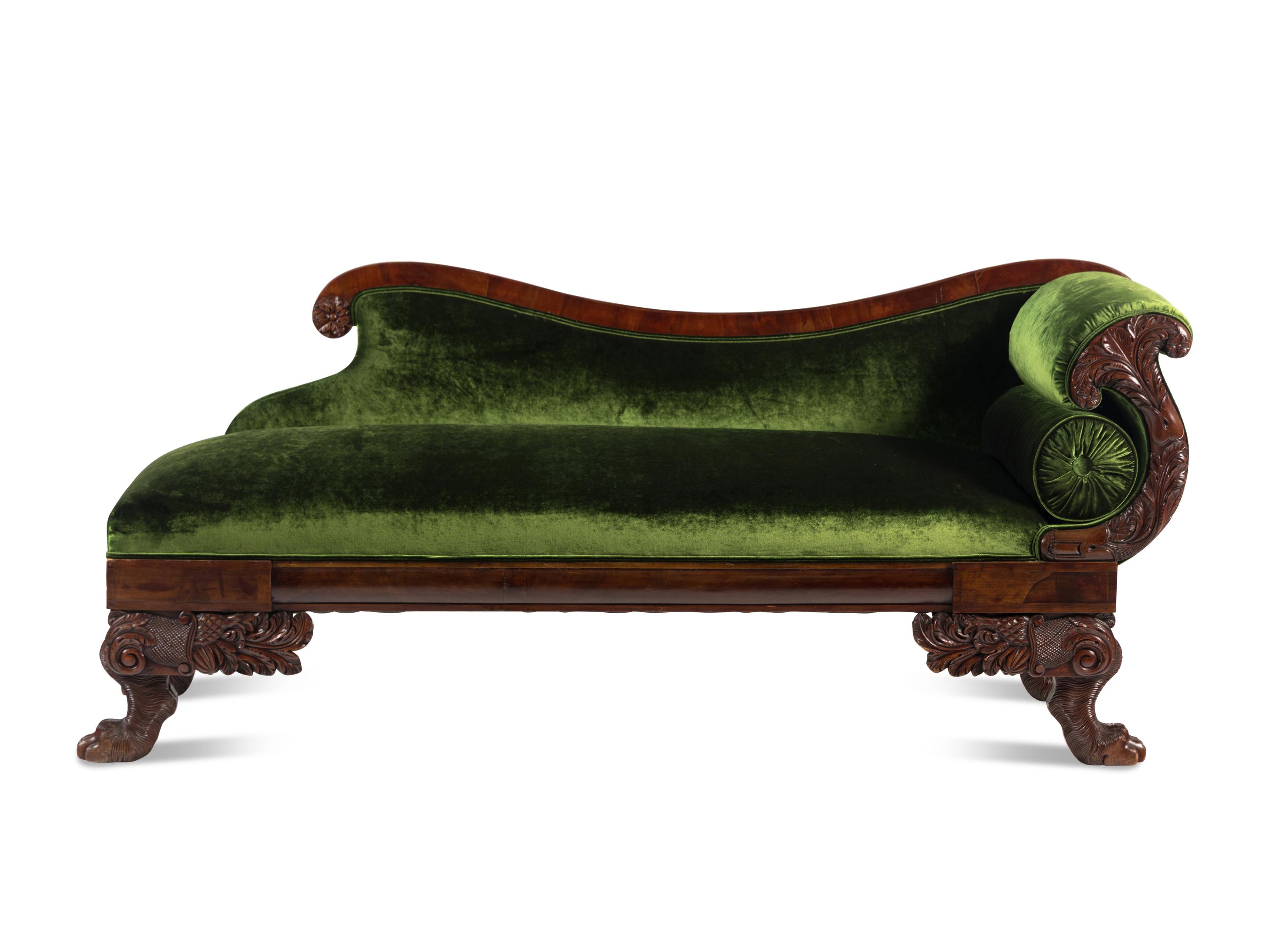 A Classical Carved Mahogany "Grecian" Recamier