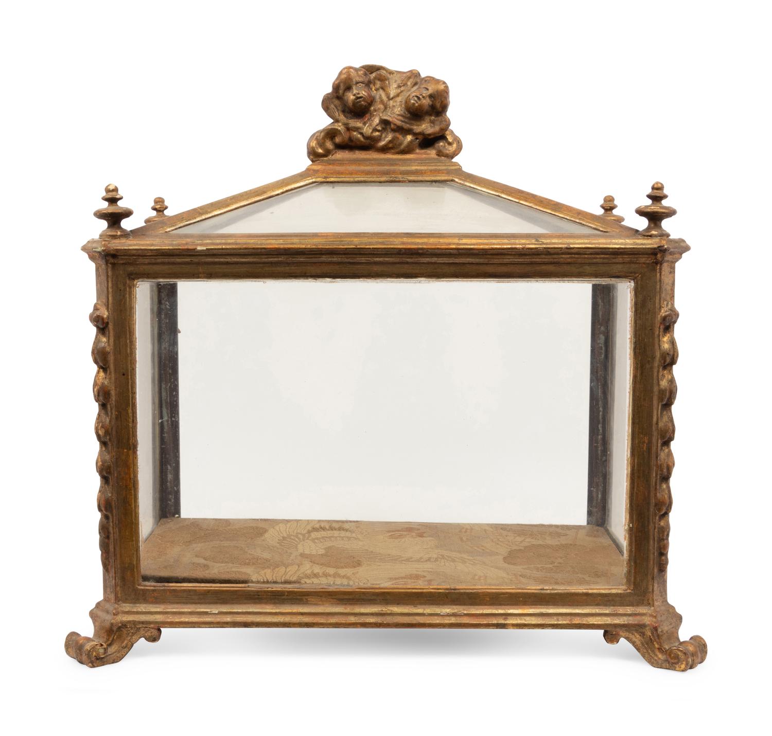 An Italian Giltwood Reliquary Vitrine