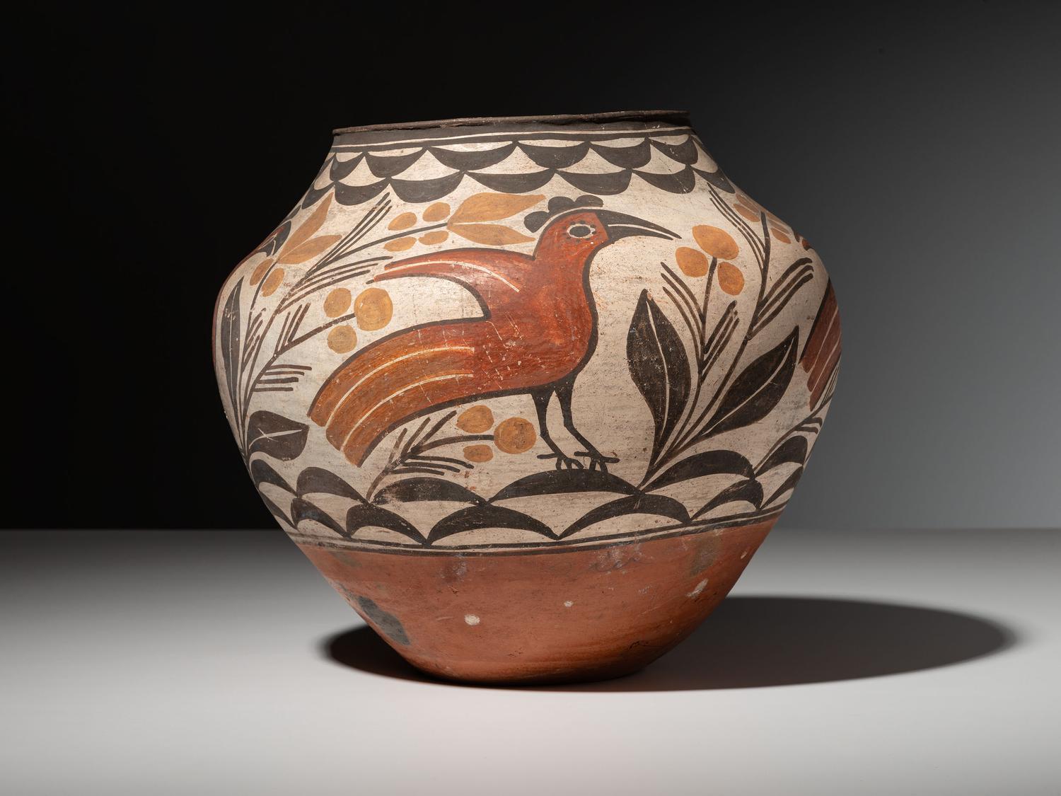Zia Four Color Pottery Olla, with Parrots