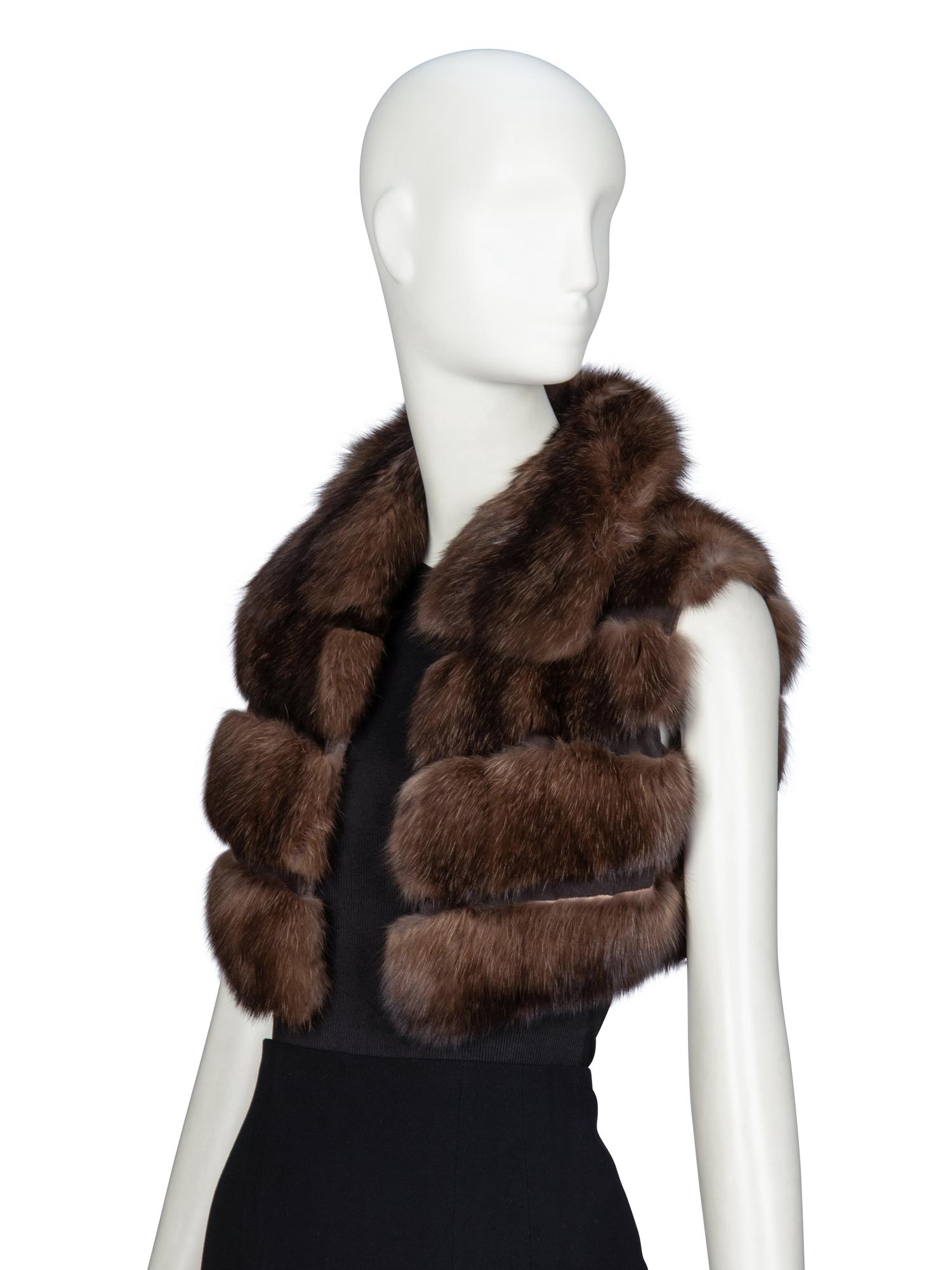 DENNIS BASSO, SABLE FUR CROPPED VEST