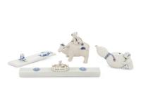 Four Japanese Blue and White Porcelain Scholar's Objects