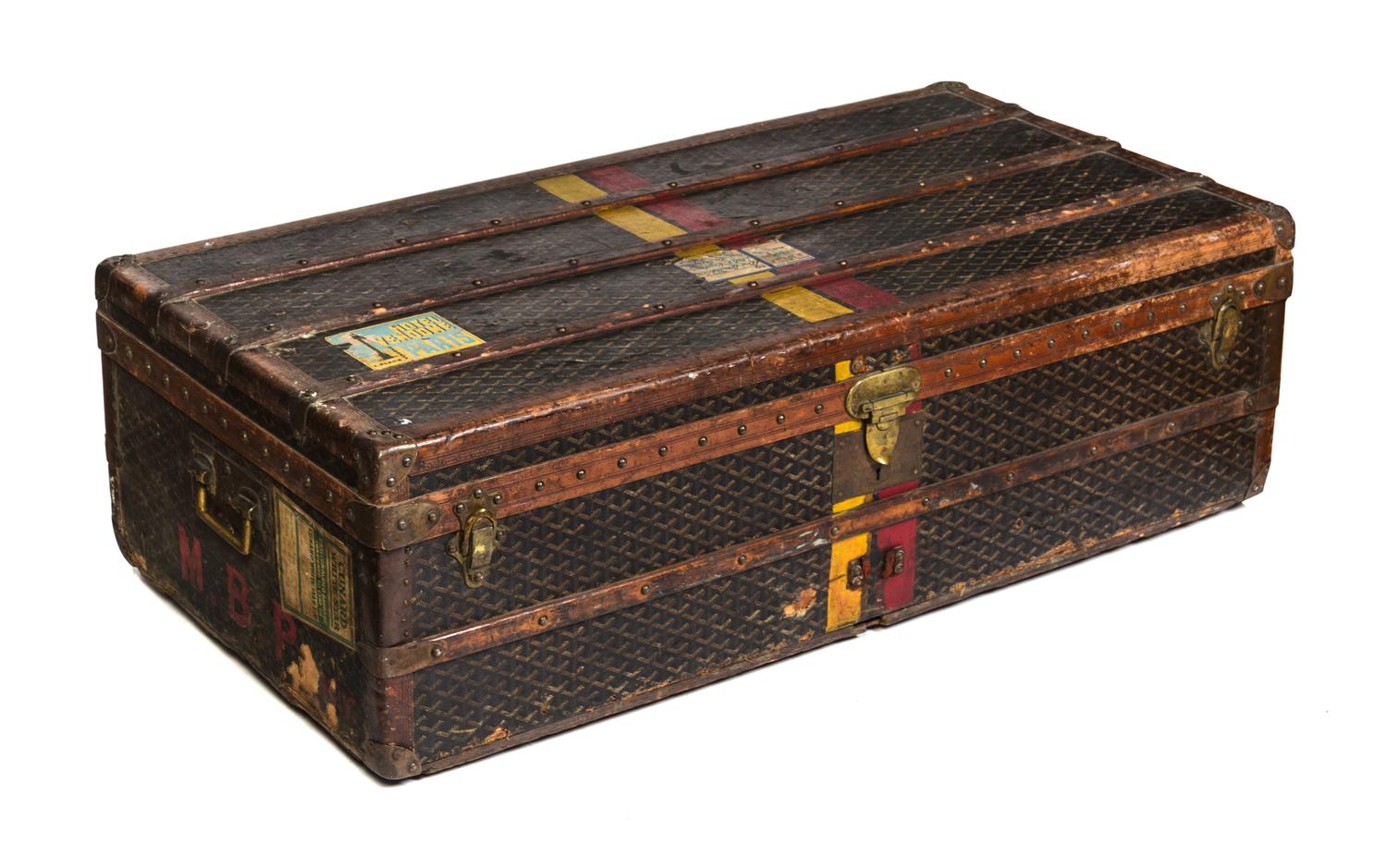 A Goyard Steamer Trunk, 44 1/2 x 22 1/4 x 13 inches.