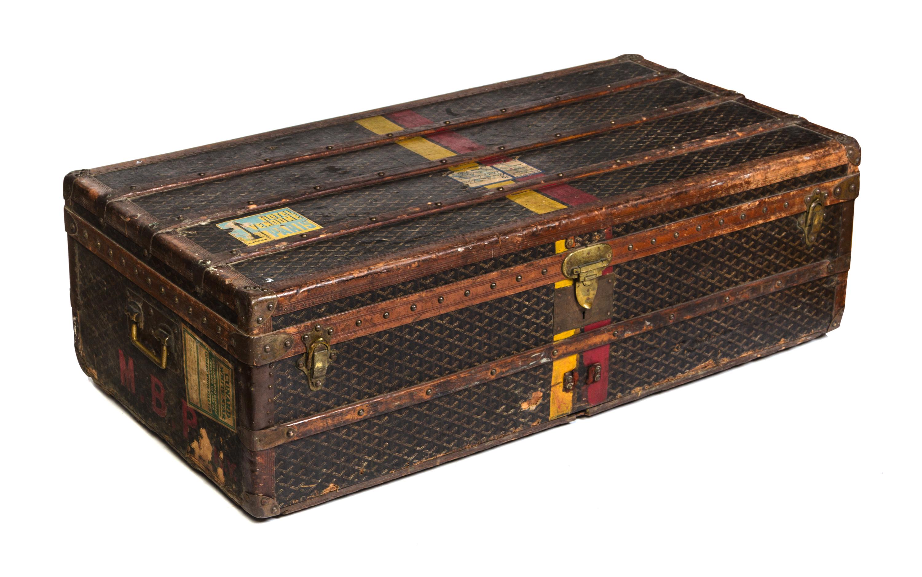 A Goyard Steamer Trunk, 44 1/2 x 22 1/4 x 13 inches.