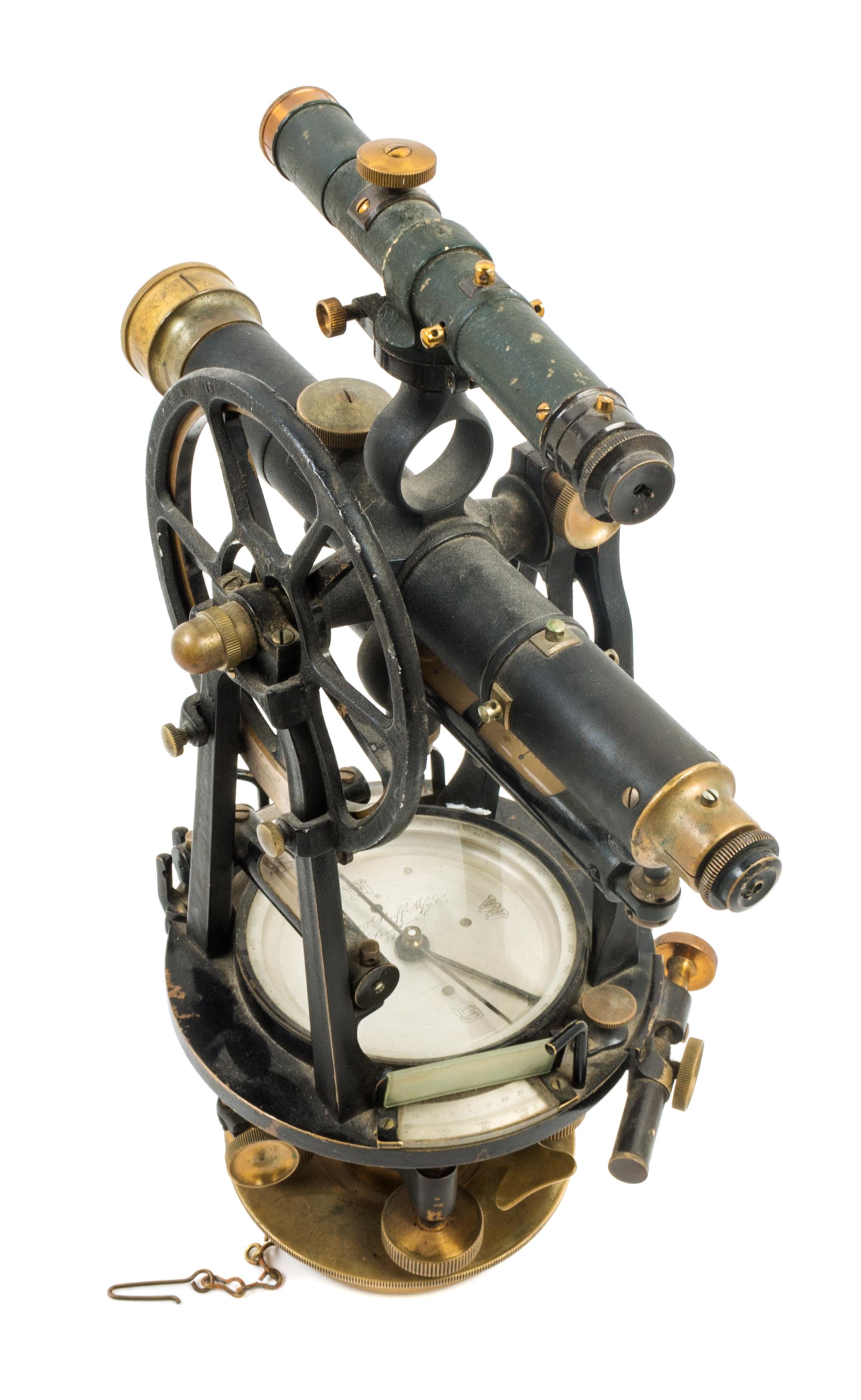 An American Brass and Parcel Ebonized Miner's Transit Height 15 inches. — BUFF & BUFF MFG. CO., BOSTON, MASSACHUSETTS, EARLY 20TH CENTURY