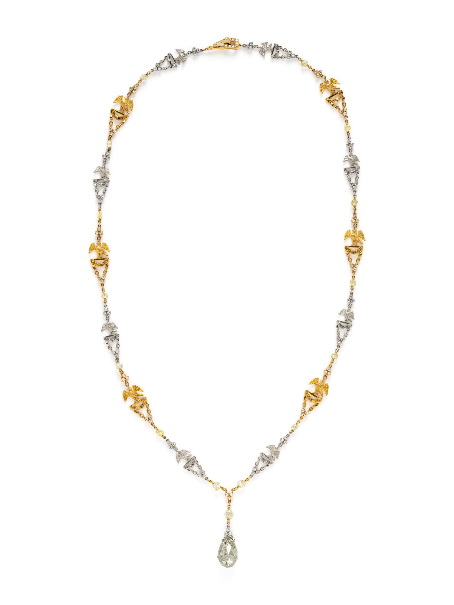 JULIUS COHEN, PLATINUM, YELLOW GOLD AND DIAMOND NECKLACE