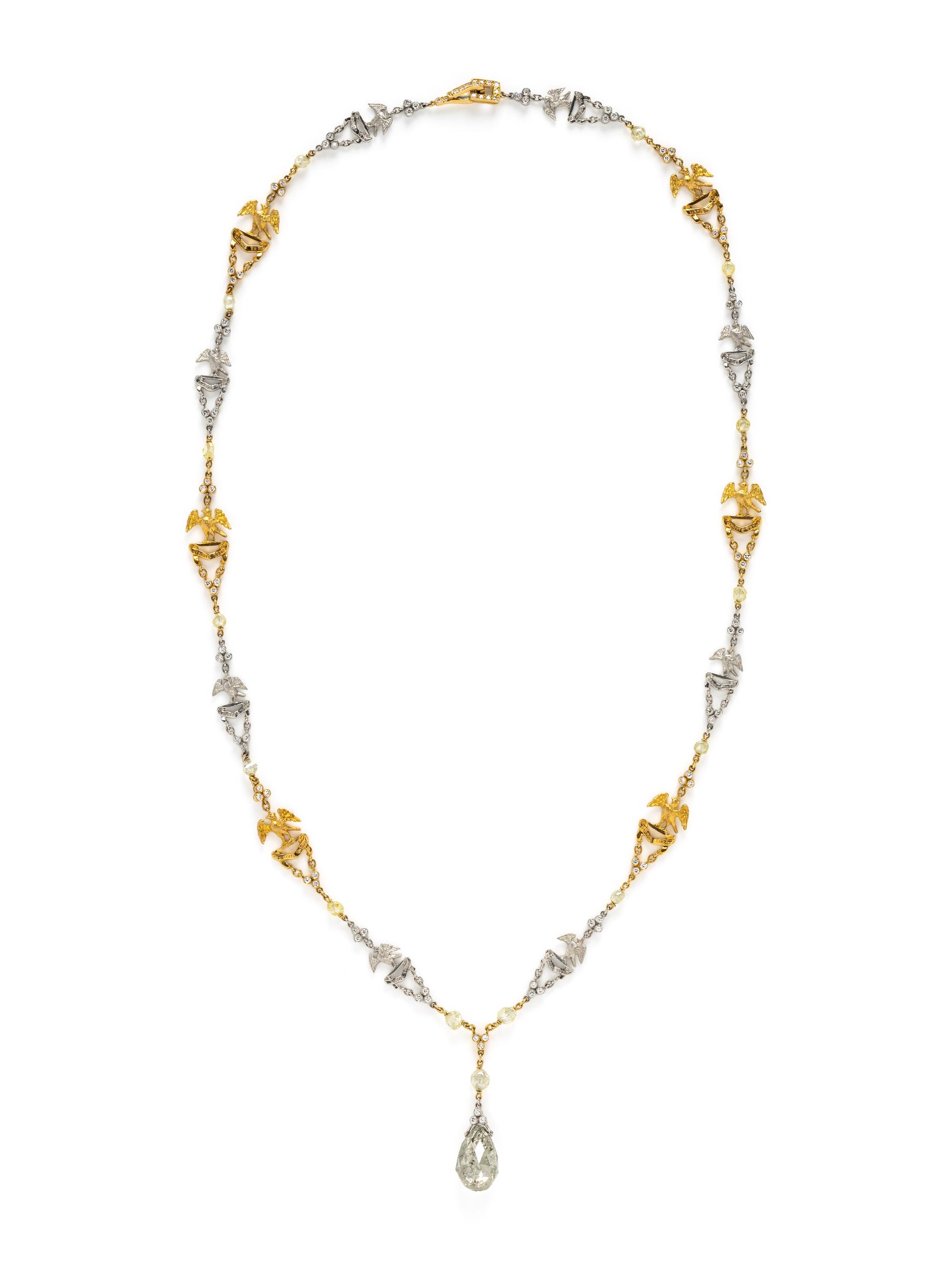 JULIUS COHEN, PLATINUM, YELLOW GOLD AND DIAMOND NECKLACE