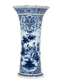 A Pair of Dutch Delft Trumpet-Form Fluted Vases — 19TH/20TH CENTURY