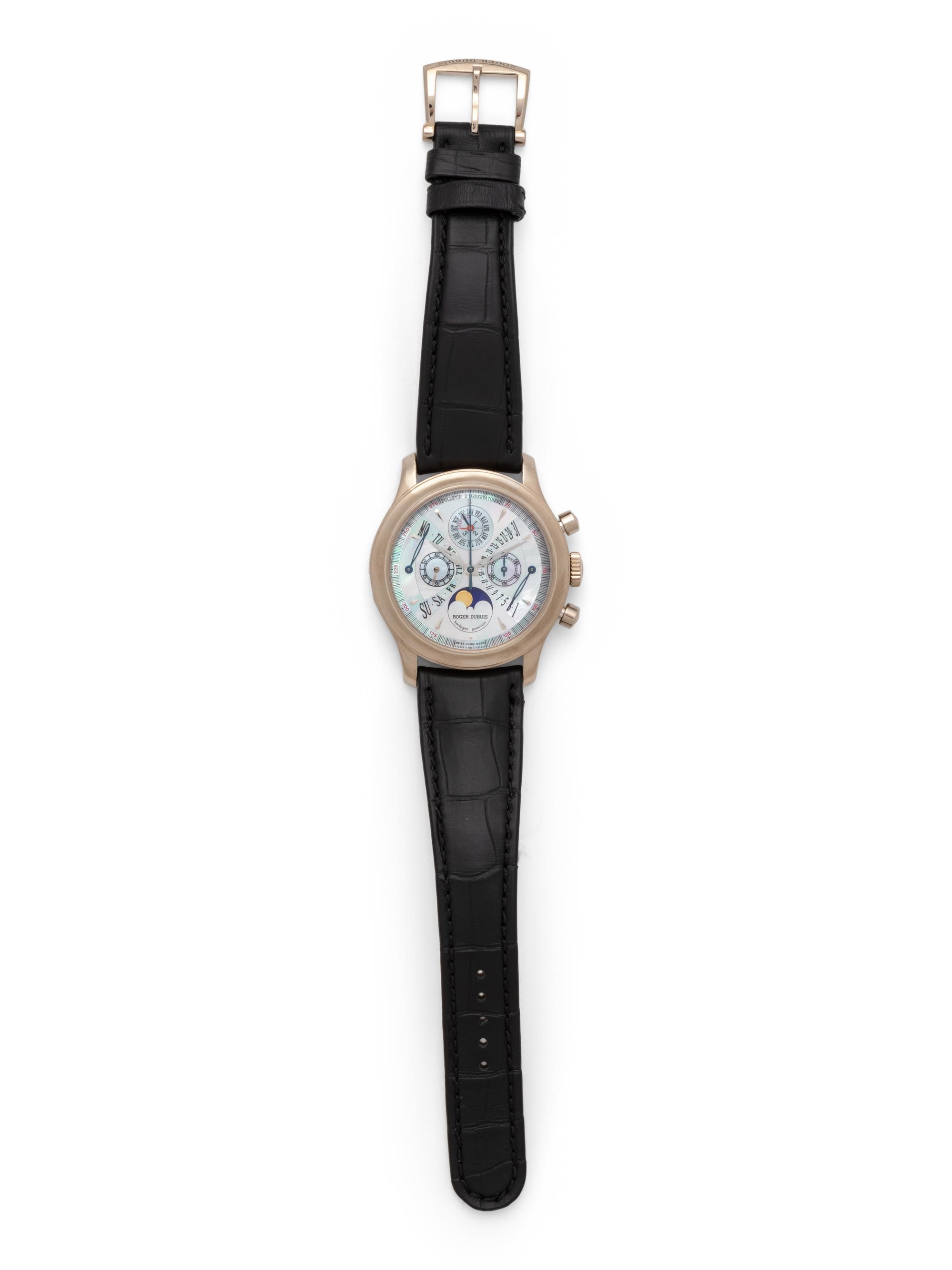 ROGER DUBUIS, 18K WHITE GOLD PERPETUAL CALENDAR CHRONOGRAPH 'HOMMAGE' WATCH