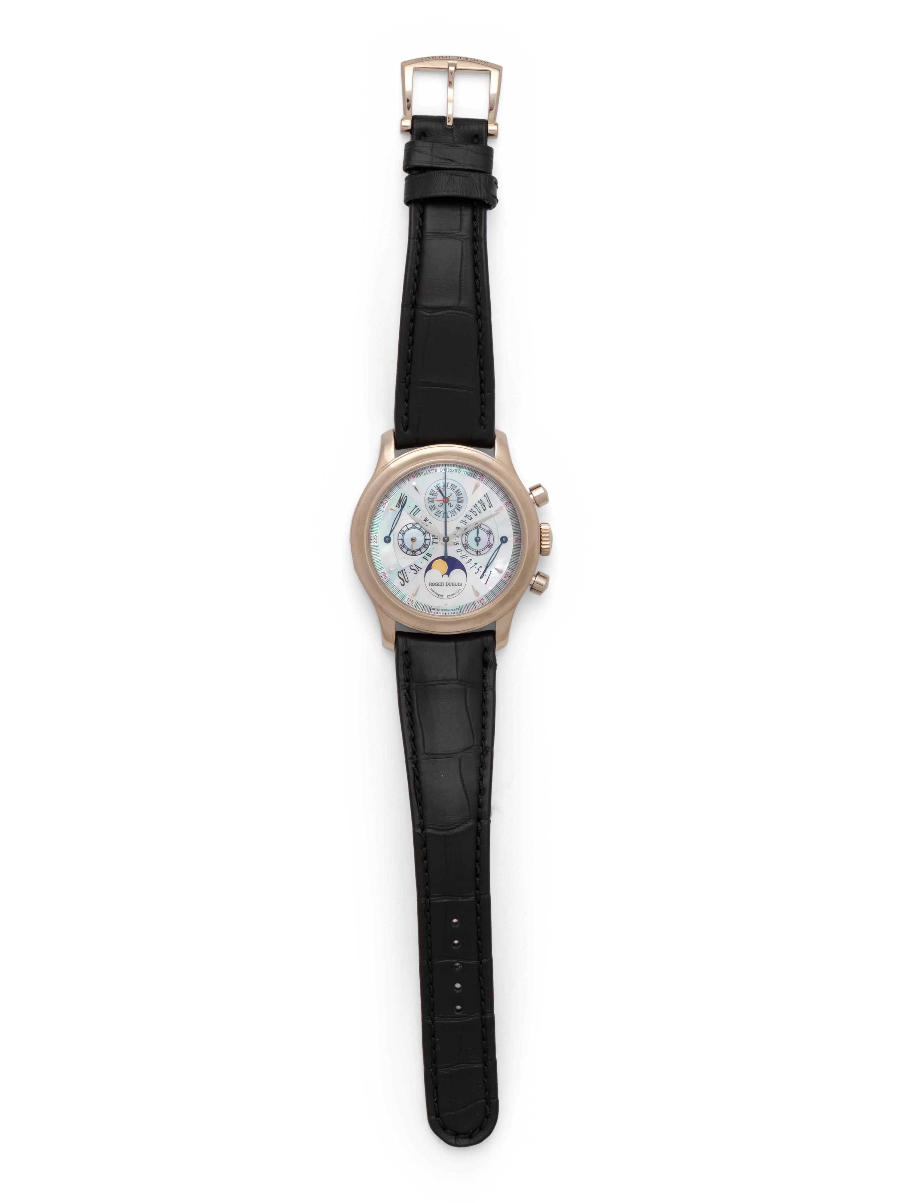 ROGER DUBUIS, 18K WHITE GOLD PERPETUAL CALENDAR CHRONOGRAPH 'HOMMAGE' WATCH