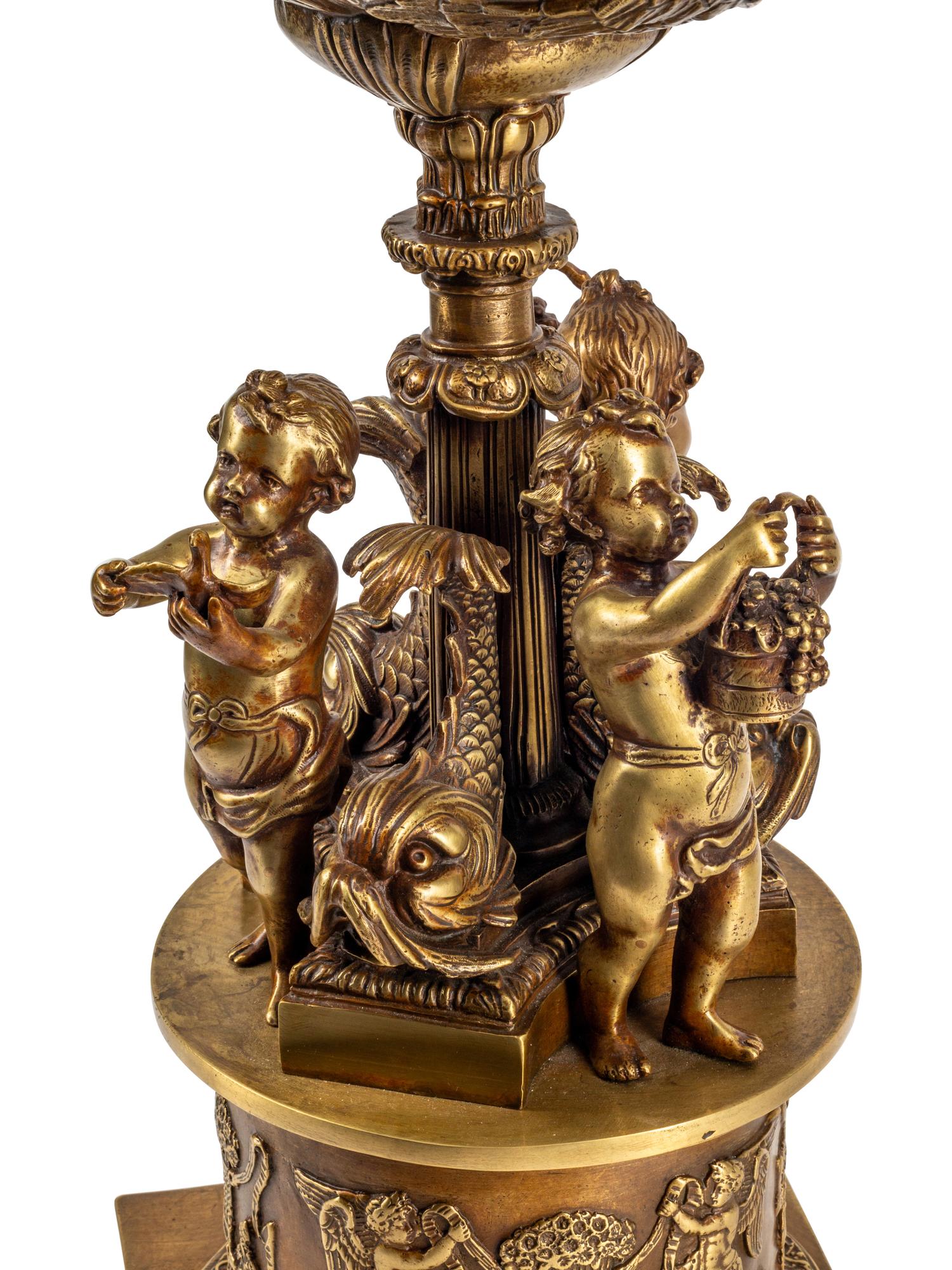 An Empire Style Gilt Bronze and Cut Glass Figural Centerpiece
