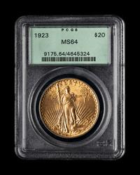 A 1923 Saint Gaudens $20 Gold Coin (PCGS MS64)