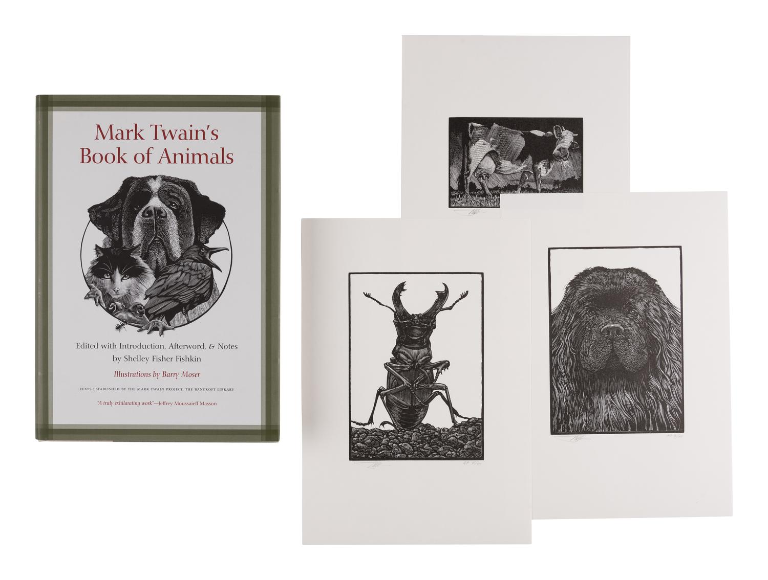 [MOSER, Barry, illustrator]. [CLEMENS, Samuel Langhorne (1835-1910)]. Mark Twain’s Book of Animals. Edited with Introduction, Afterward, & Notes by Shelley Fisher Fishkin. Illustrations by Barry Moser . Berkeley, CA: University of California Press, [2010].