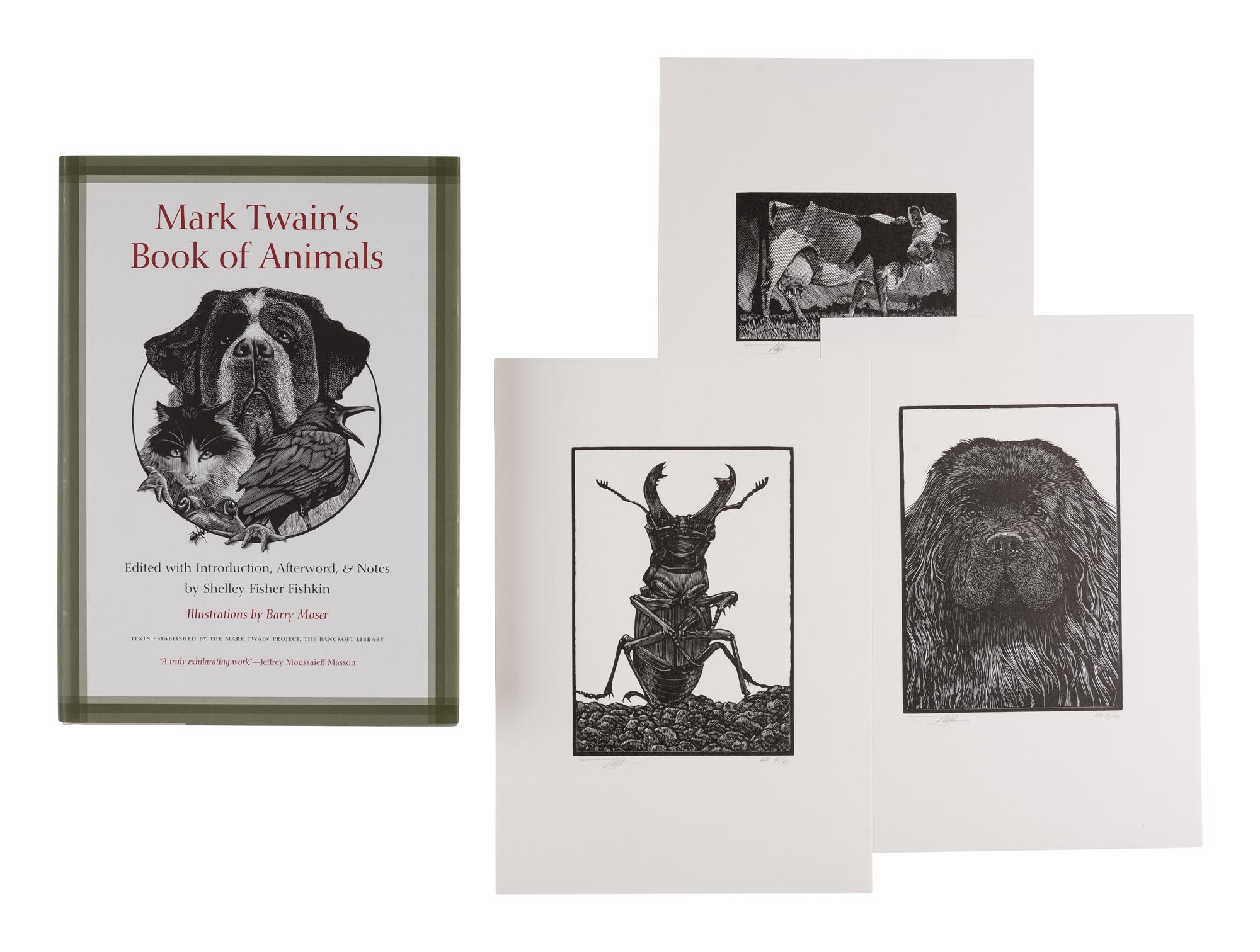 [MOSER, Barry, illustrator]. [CLEMENS, Samuel Langhorne (1835-1910)]. Mark Twain’s Book of Animals. Edited with Introduction, Afterward, & Notes by Shelley Fisher Fishkin. Illustrations by Barry Moser . Berkeley, CA: University of California Press, [2010].