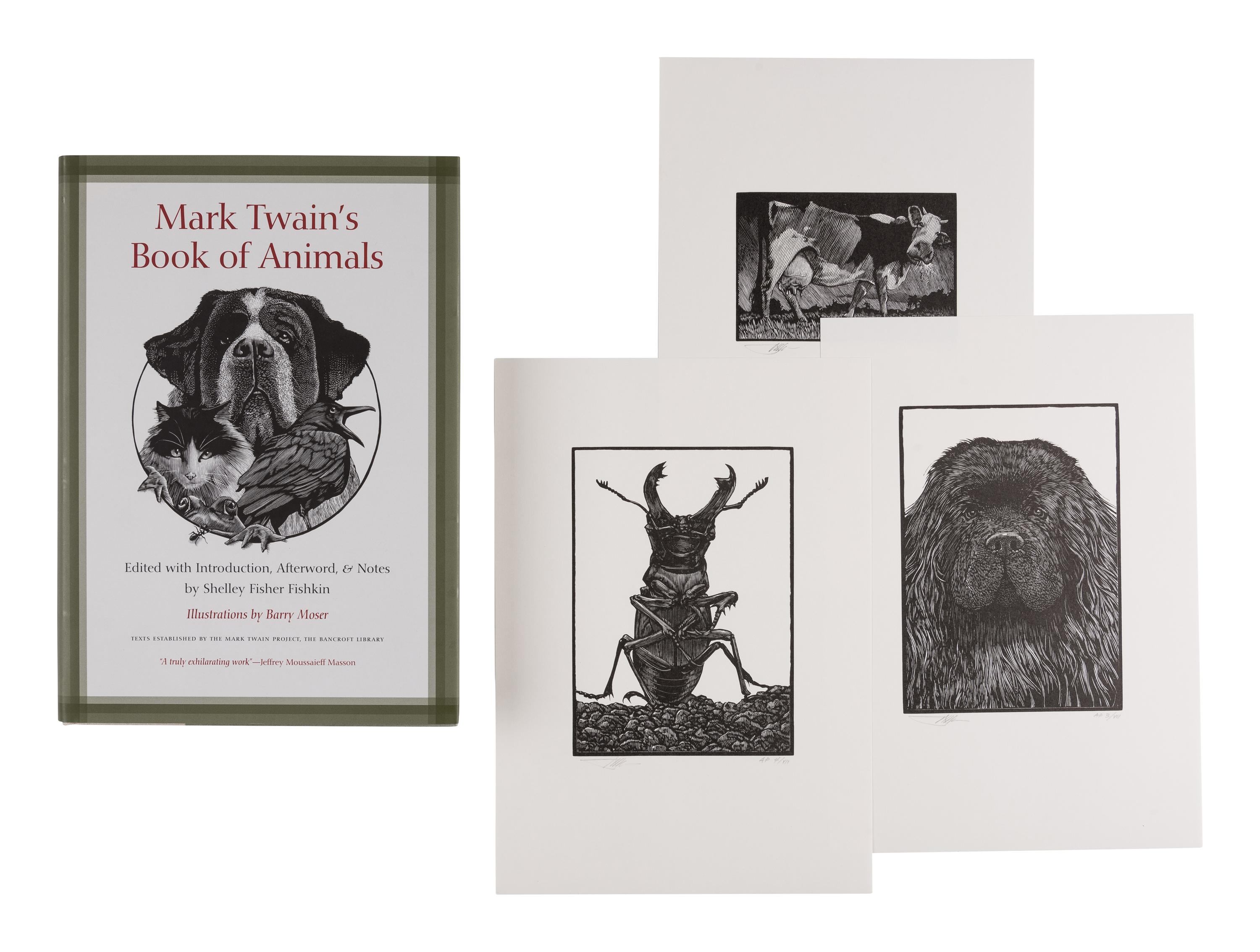 [MOSER, Barry, illustrator]. [CLEMENS, Samuel Langhorne (1835-1910)]. Mark Twain’s Book of Animals. Edited with Introduction, Afterward, & Notes by Shelley Fisher Fishkin. Illustrations by Barry Moser . Berkeley, CA: University of California Press, [2010].