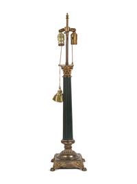A Continental Painted and Gilt Metal Columnar Lamp